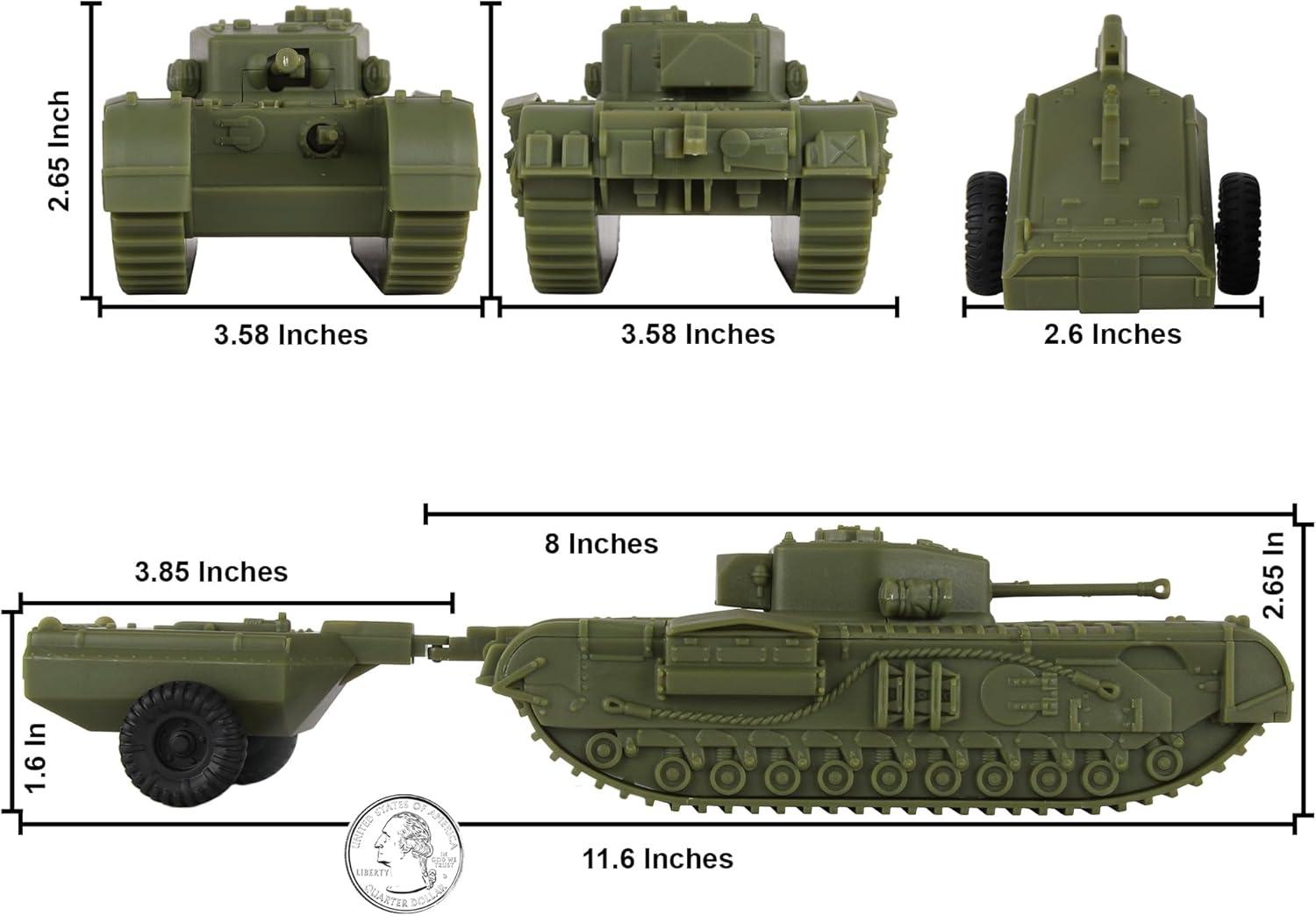 BMC CTS WW2 British Churchill Crocodile Tank - OD Green 1:38 Plastic Army Vehicle