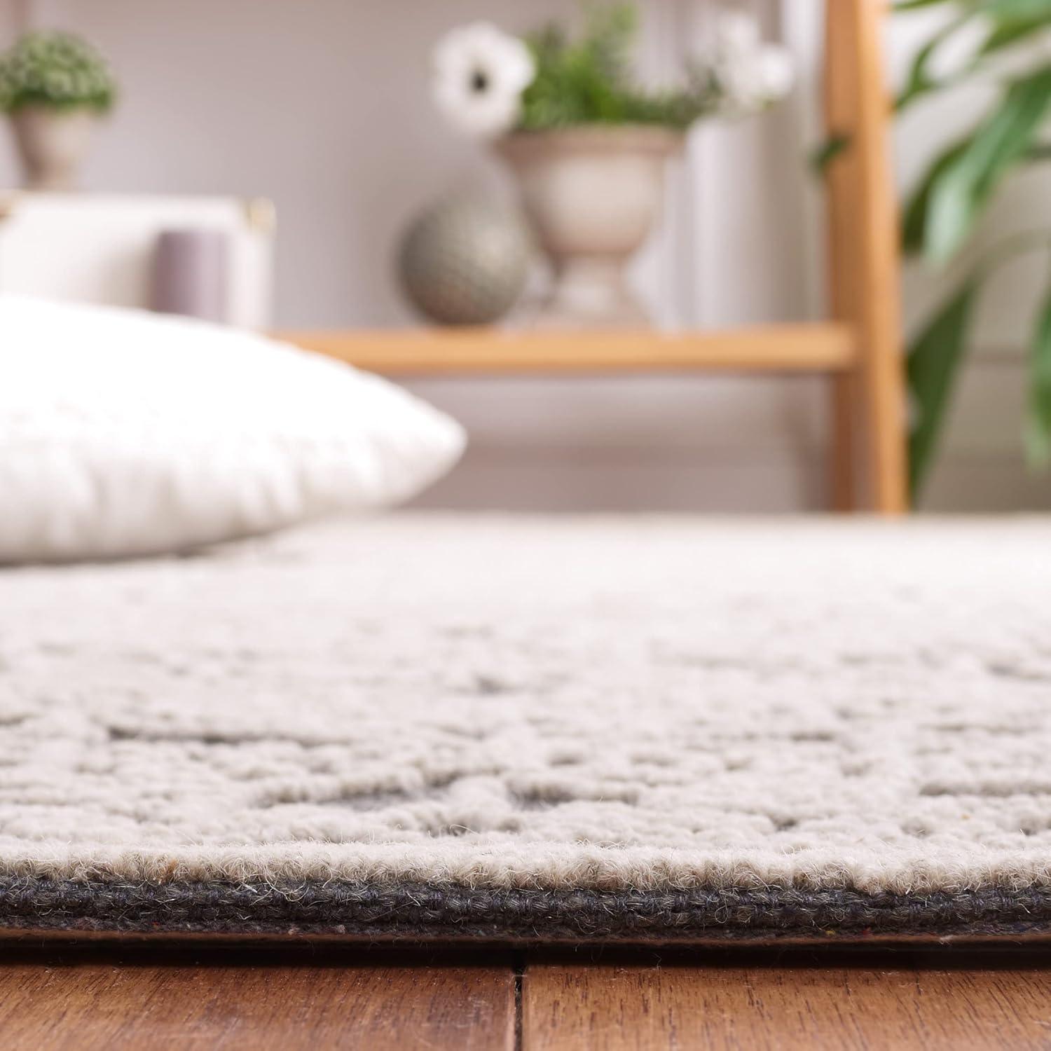 Elegant Trace Hand-Tufted Wool Runner Rug in Dark Grey & Light Grey