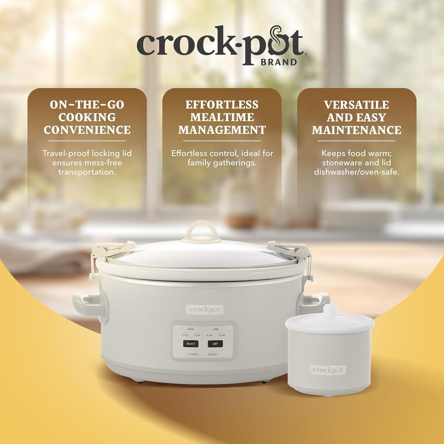 Crockpot 7-Quart Programmable Slow Cooker with Locking Lid and Little Dipper Food Warmer