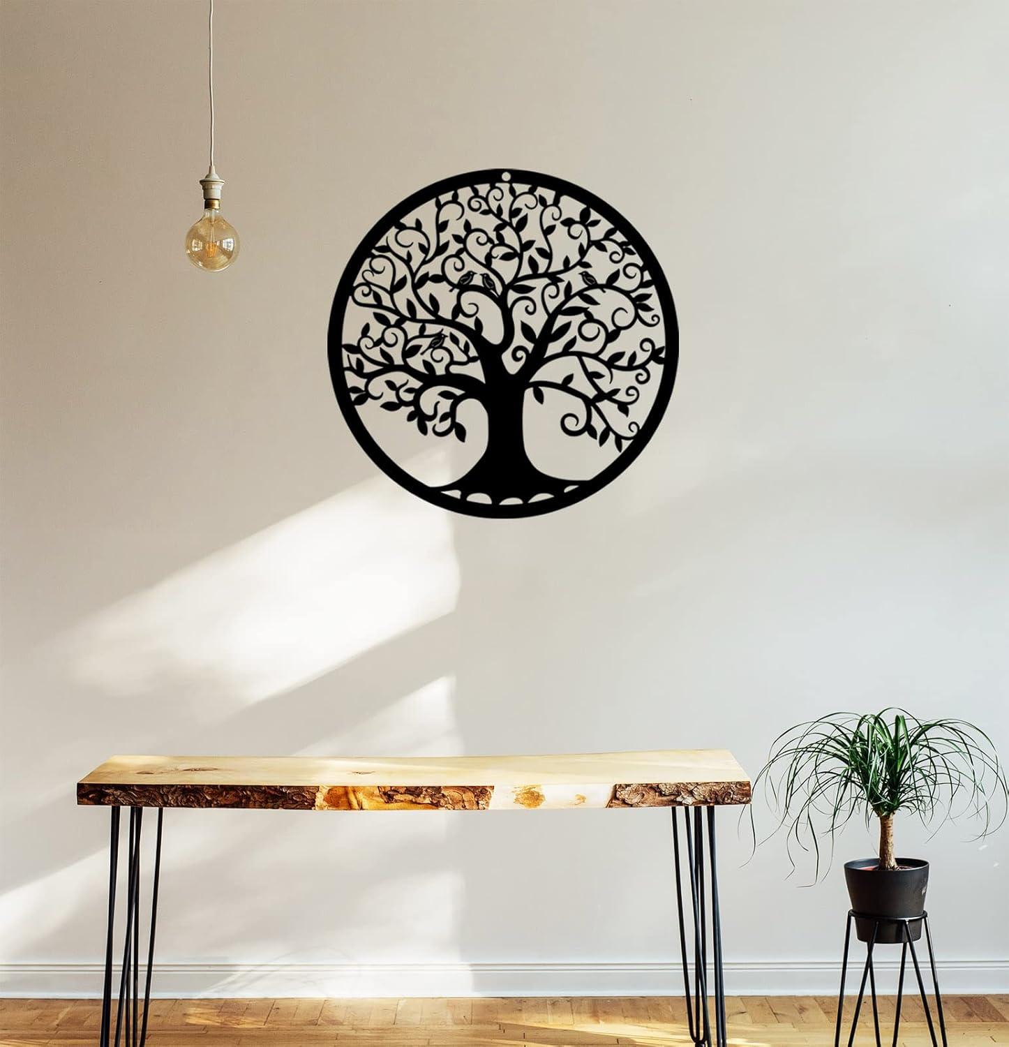 RESACO Tree of Life Wall Art Metal Tree Life Wall Decor Family Tree Wall Plaque 11 Inches Tree of Life Wall Hanging for Bathroom Kitchen Living Room Bedroom Indoor Outdoor(Black)