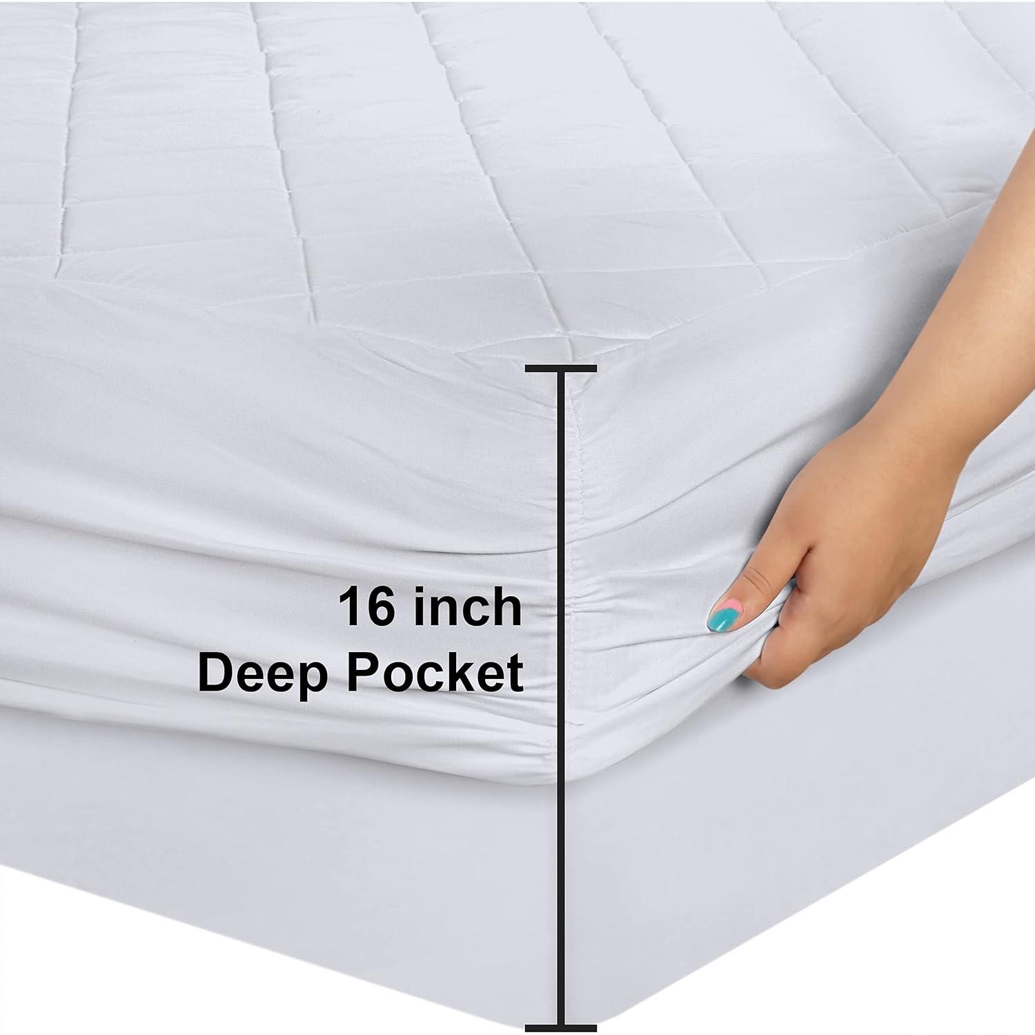 Utopia Bedding Microfiber Mattress Topper King , Quilted Fitted Mattress Pad Deep Pocket up to 16 inches, Machine Washable Mattress Protector