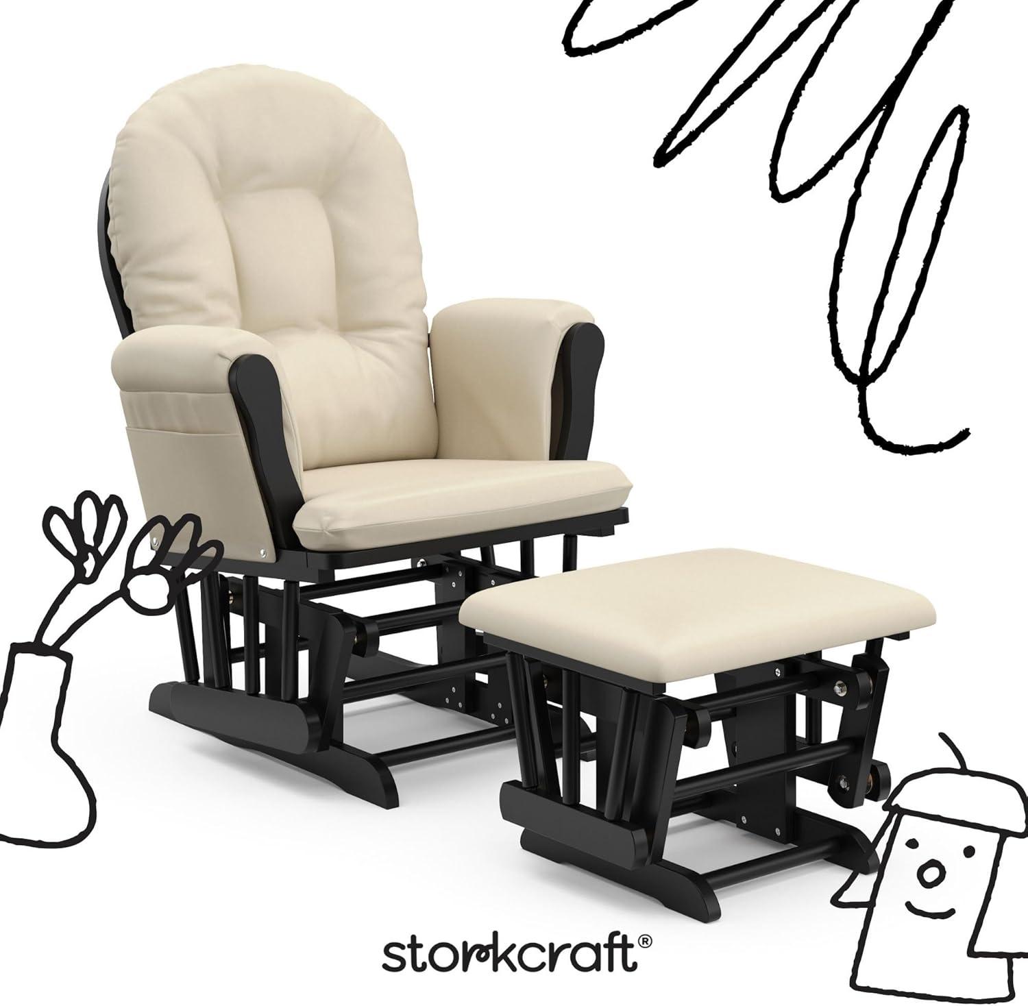 Storkcraft Hoop Infant Nursery Glider and Ottoman, Black with Beige