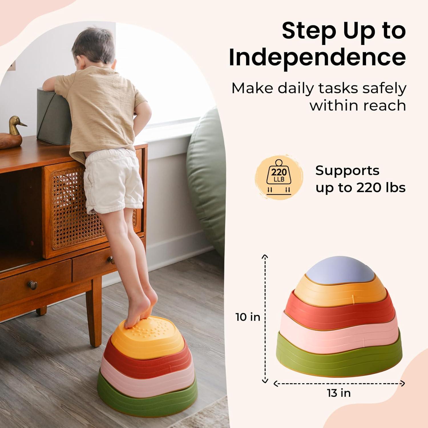 Tiny Land 5pcs Non-Slip Balance Stepping Stones for Kids – Multipack Sensory & Coordination Play