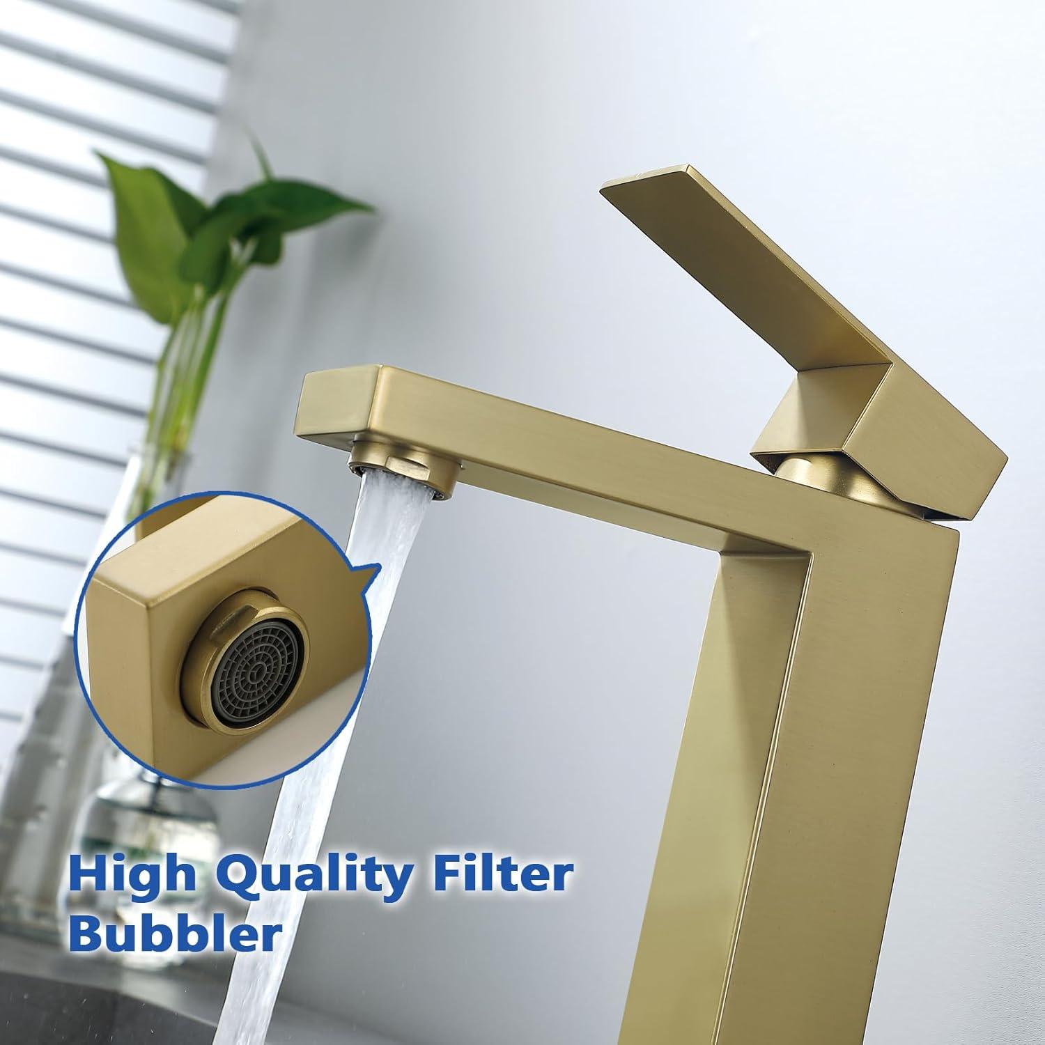Matte Black Single Handle Bathroom Sink Faucet, Stainless Steel Bathroom Faucet with cUPC Certified Water Supply Hoses, Commercial Vanity Faucet Modern Single Hole RV Bathroom Faucets