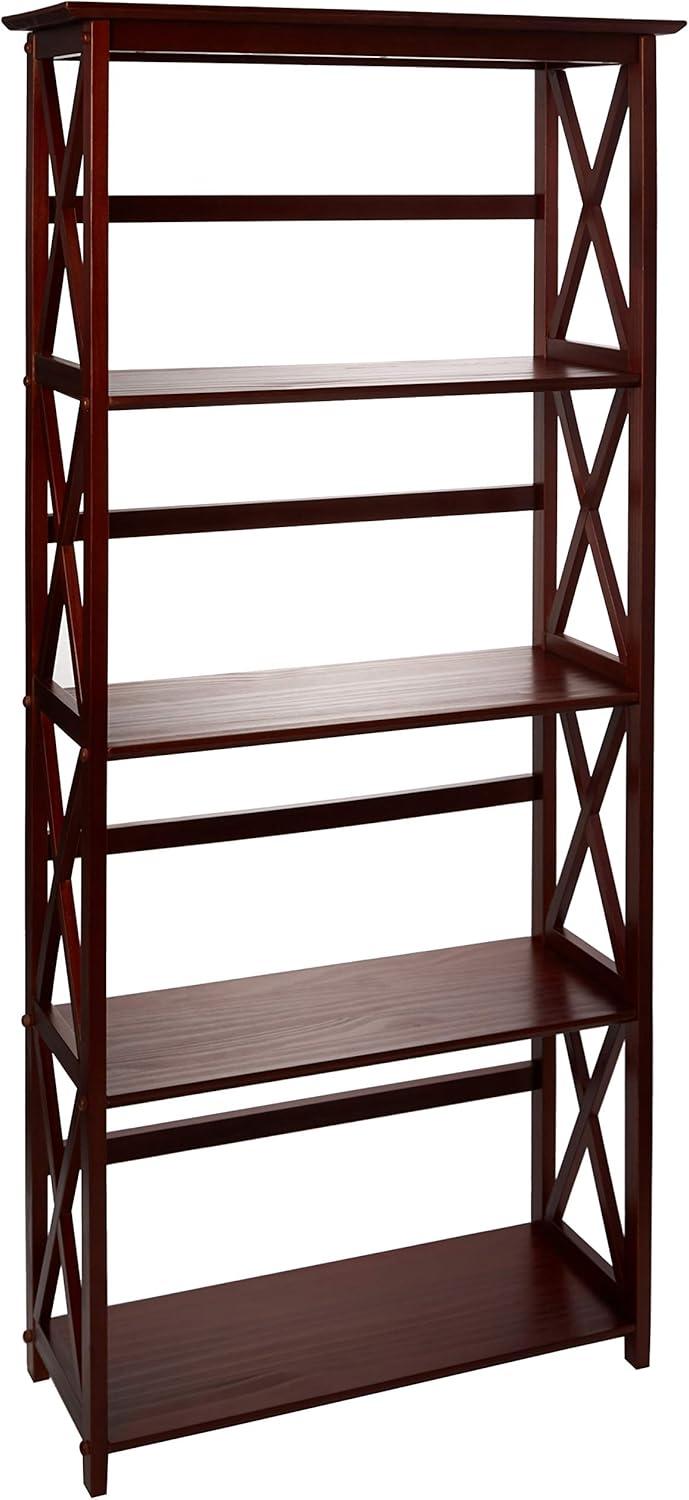 Montego Dark Walnut 5-Shelf Wood Bookcase