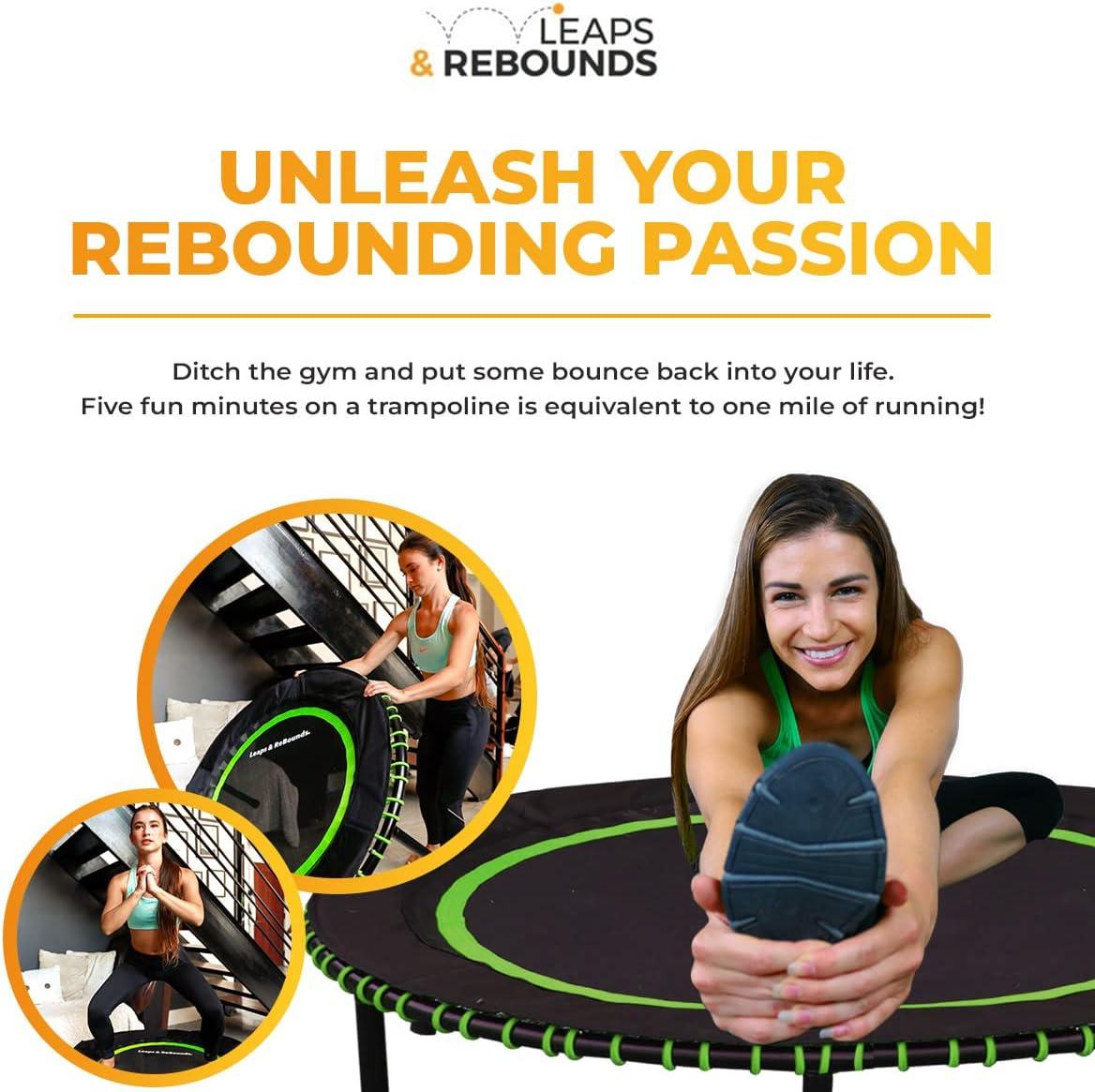 LEAPS & REBOUNDS Round Mini Fitness Trampoline & Rebounder Indoor Home Gym Exercise Equipment Low Impact Workout for Adults