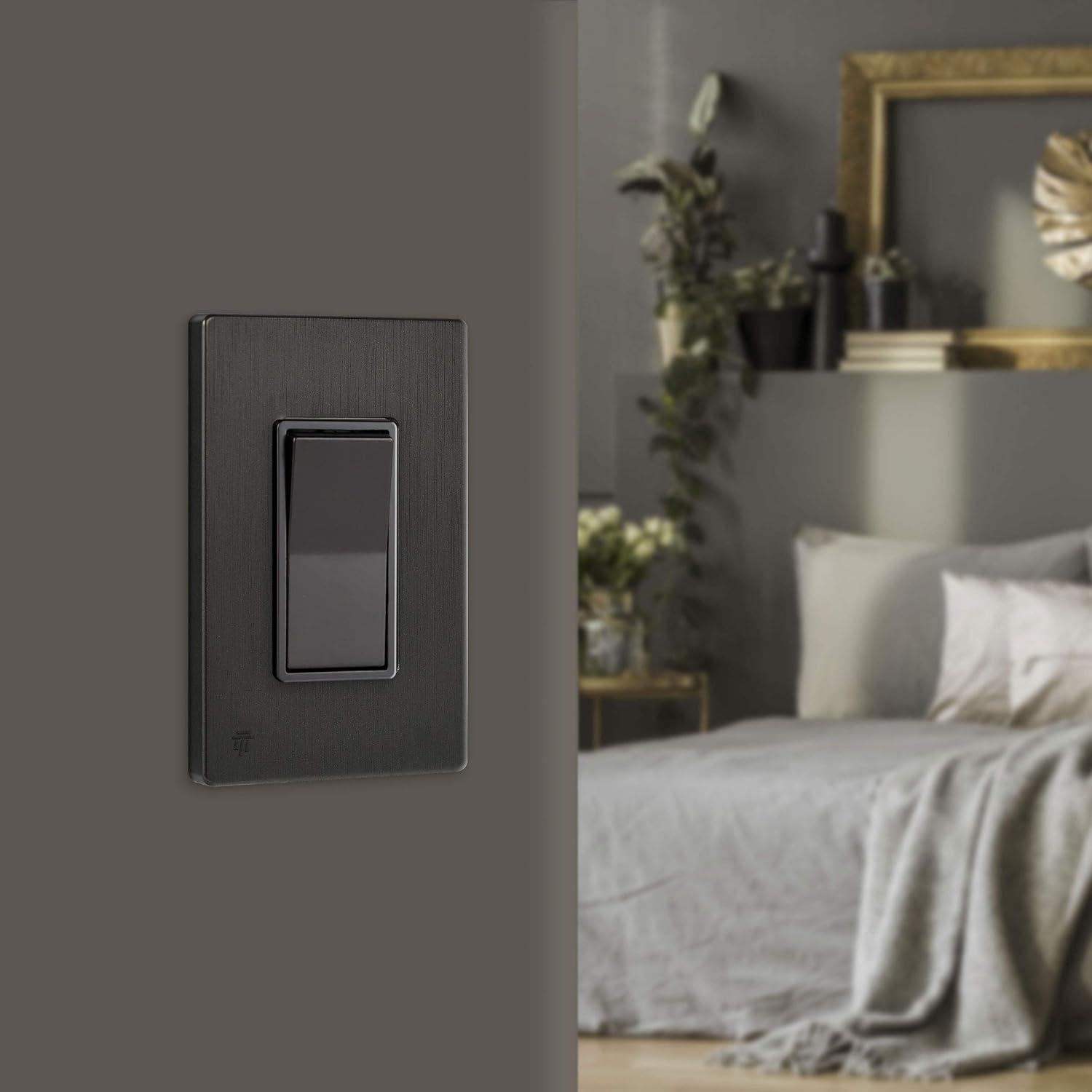 ENERLITES Elite Series Screwless Decorator Wall Plate, Child Safe Outlet Cover, Size 1-Gang Unbreakable Polycarbonate Thermoplastic, SI8831-BDB Brushed Dark Bronze