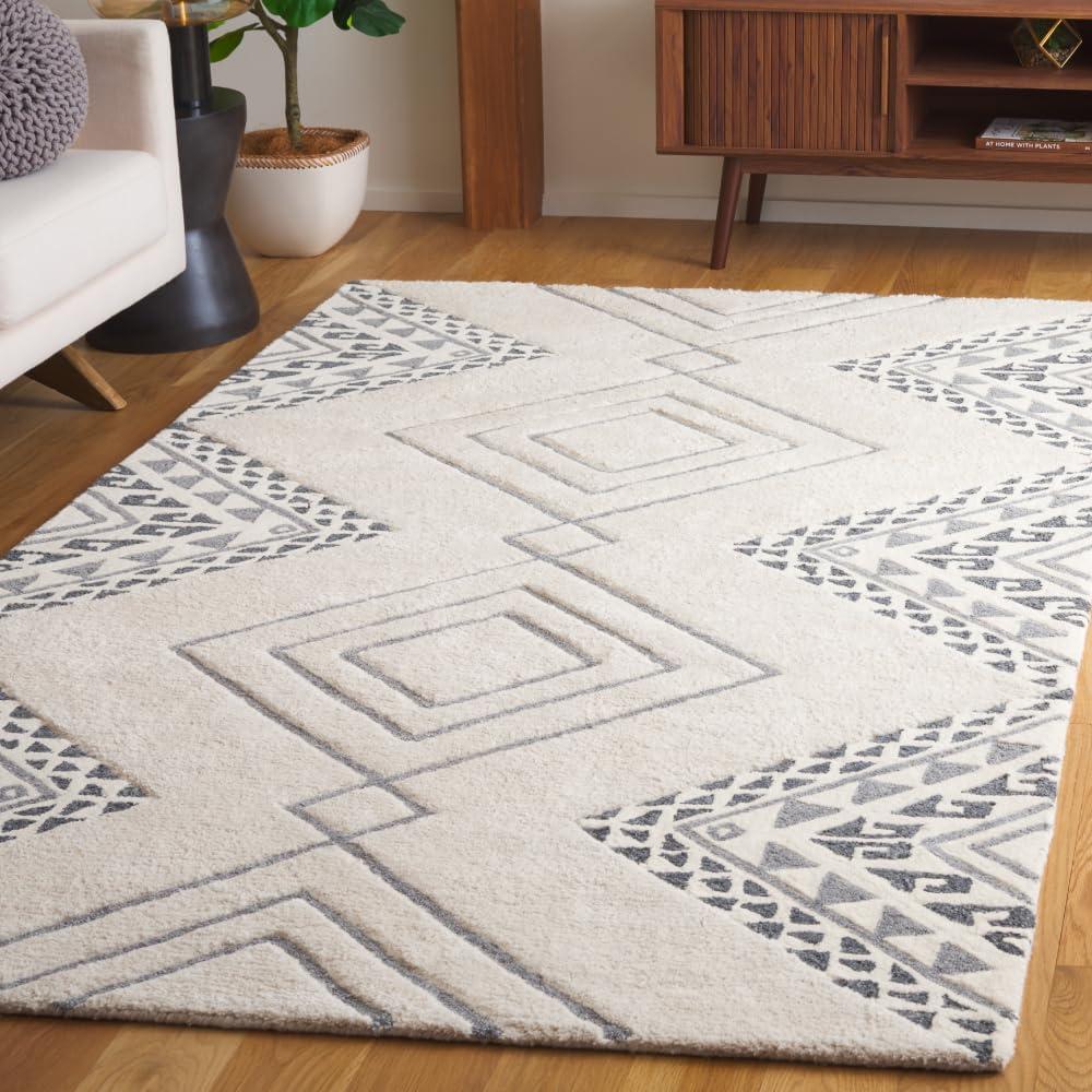 Casablanca CSB301 Hand Tufted Indoor Area Rug - Ivory/Grey - 4'x6' - Safavieh