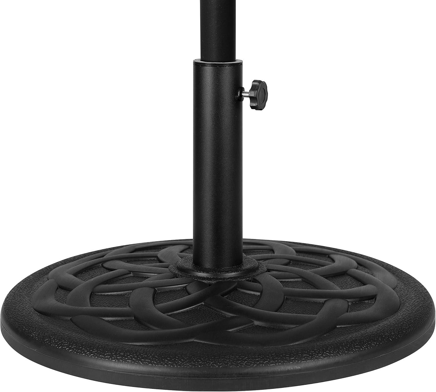 Flash Furniture Kona Red 9 FT Round Umbrella with Crank and Tilt Function and Standing Umbrella Base