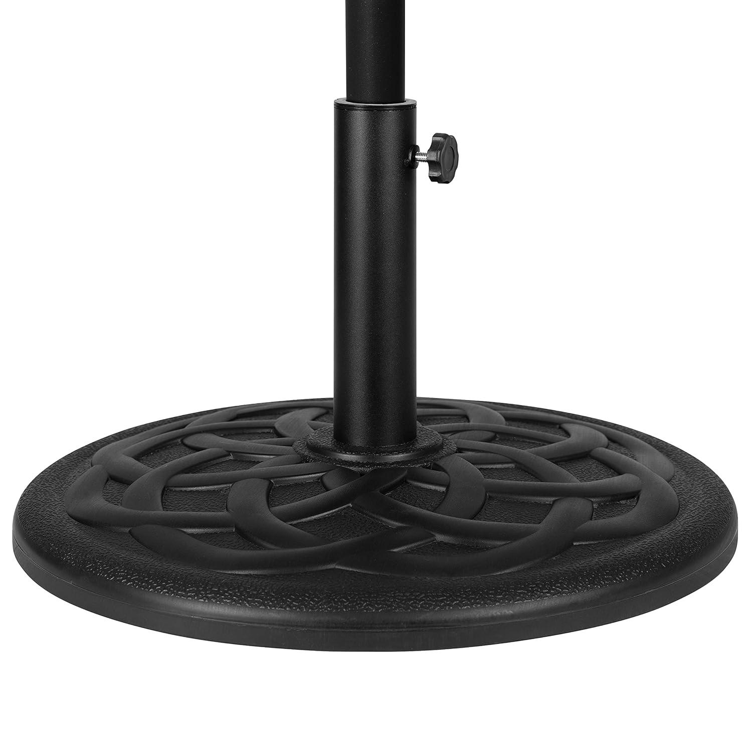 Flash Furniture Kona Red 9 FT Round Umbrella with Crank and Tilt Function and Standing Umbrella Base