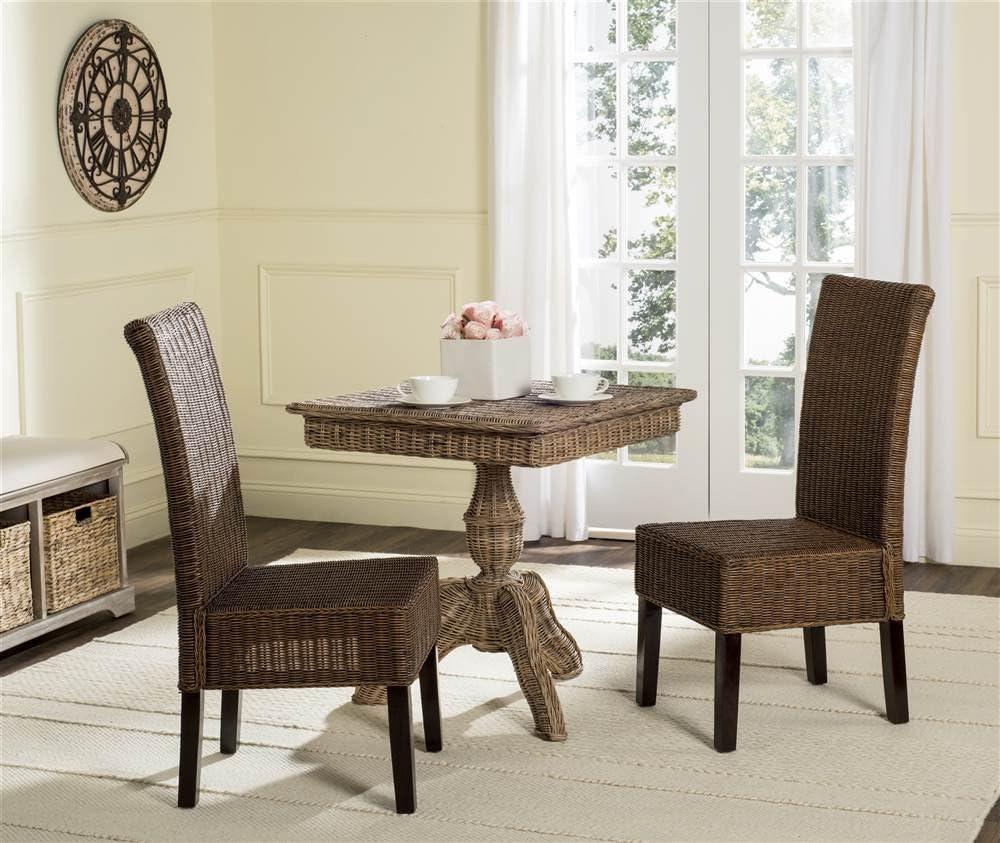 Arjun 18" H Wicker Dining Chair (Set of 2) - SEA8013 - Antique/Grey - Safavieh
