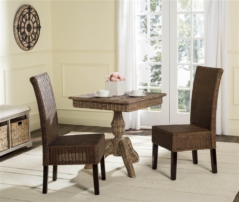 Arjun 18" H Wicker Dining Chair (Set of 2) - SEA8013 - Brown/Multi - Safavieh