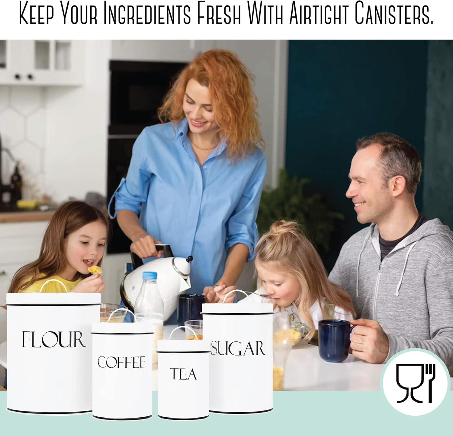 Outshine Farmhouse Nesting Kitchen Canister Set Perfect for Flour Coffee Tea Sugar