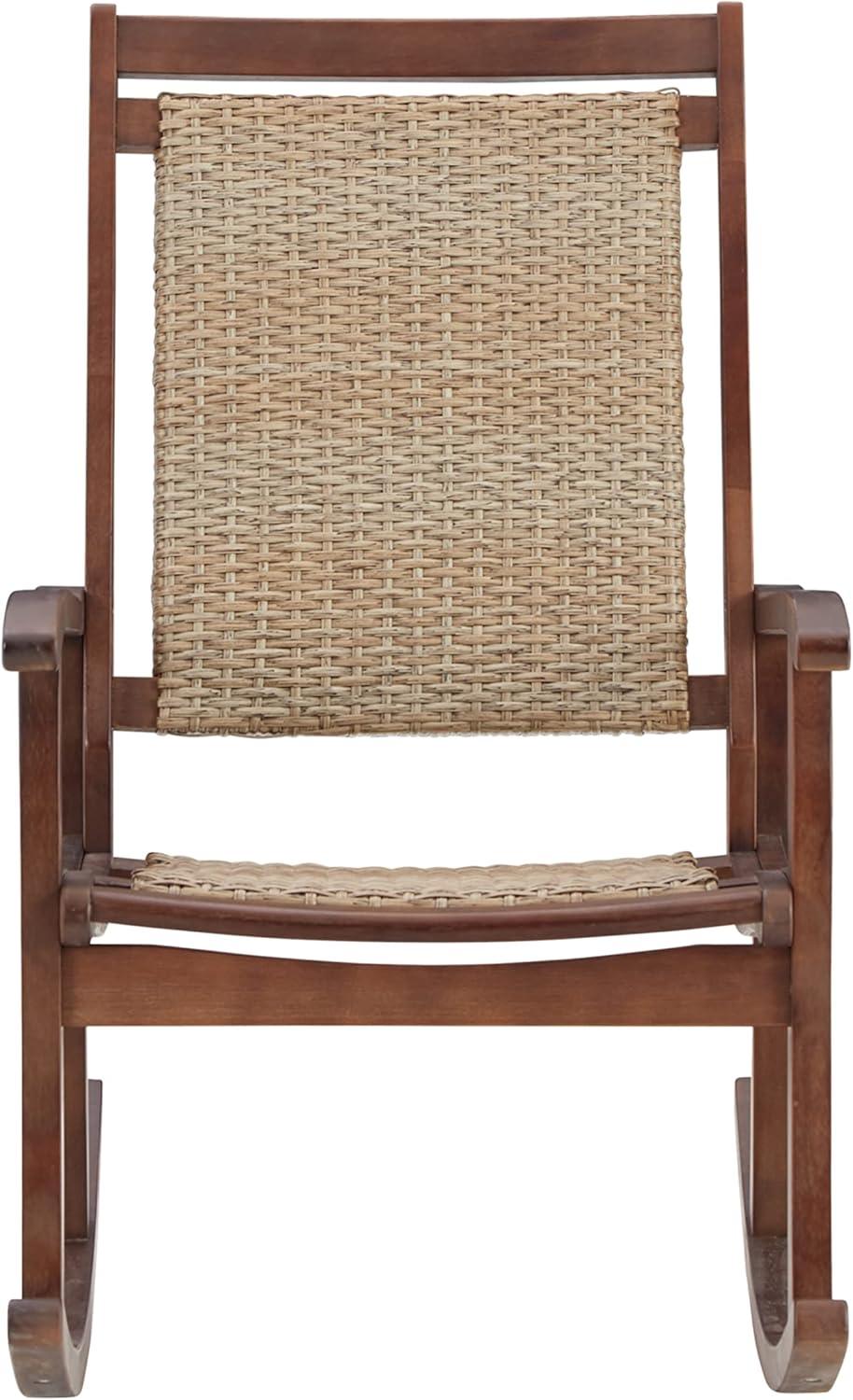 Transitional Eucalyptus Wood Rocker in Beige and Brown