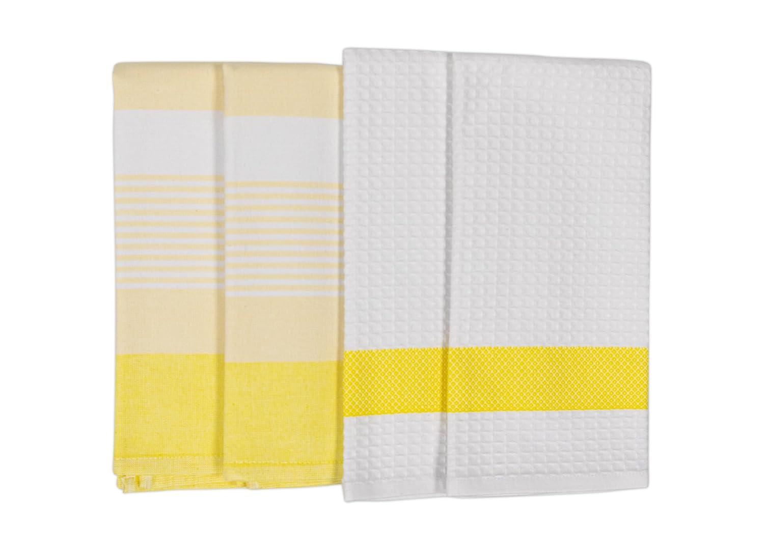 KAF Home Madison Set of 4 Absorbent, Durable and Soft Kitchen Towels | 18" x 28"  - Sunshine