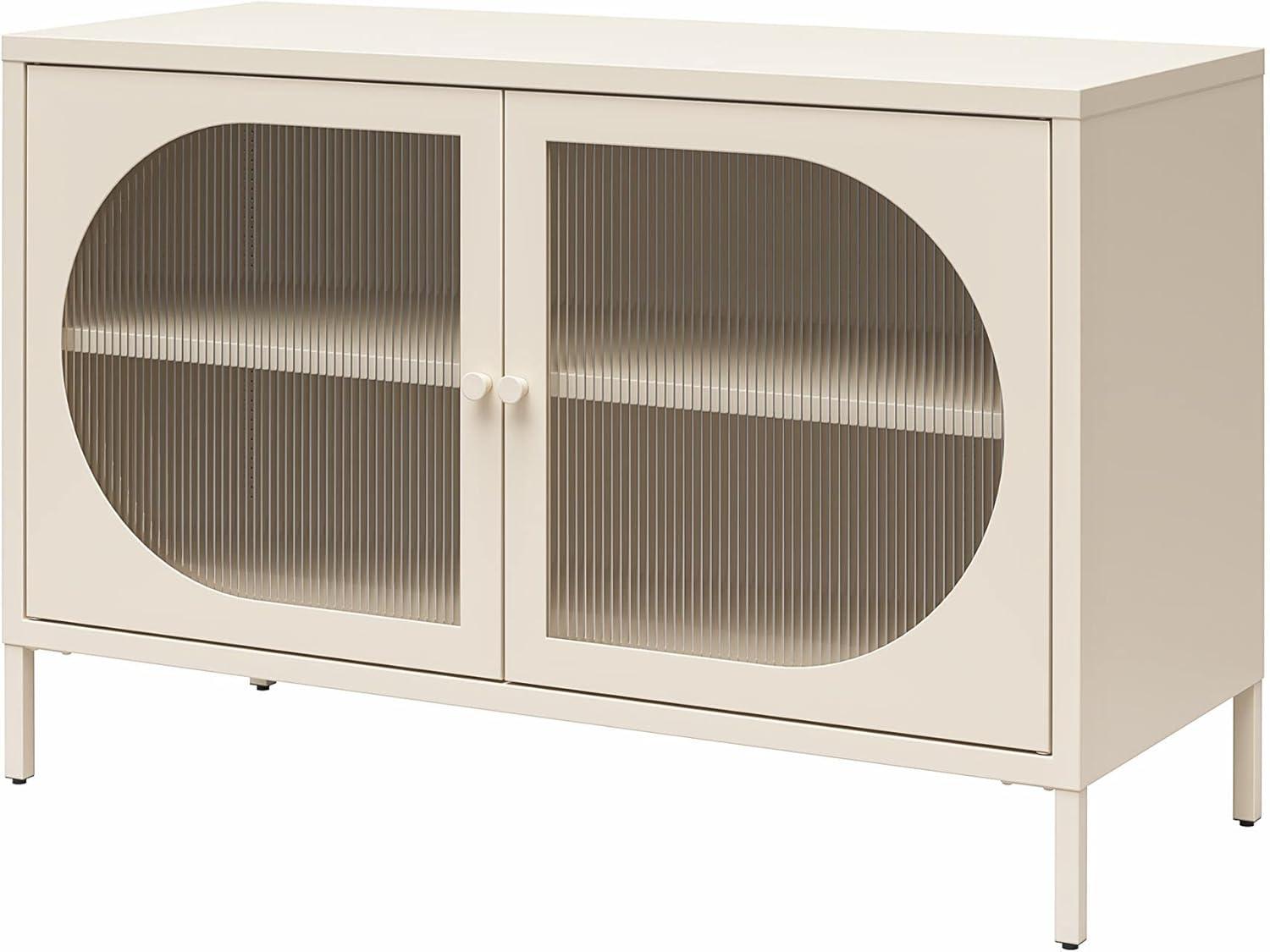 Luna 25.2'' Tall Accent Cabinet with Fluted Glass