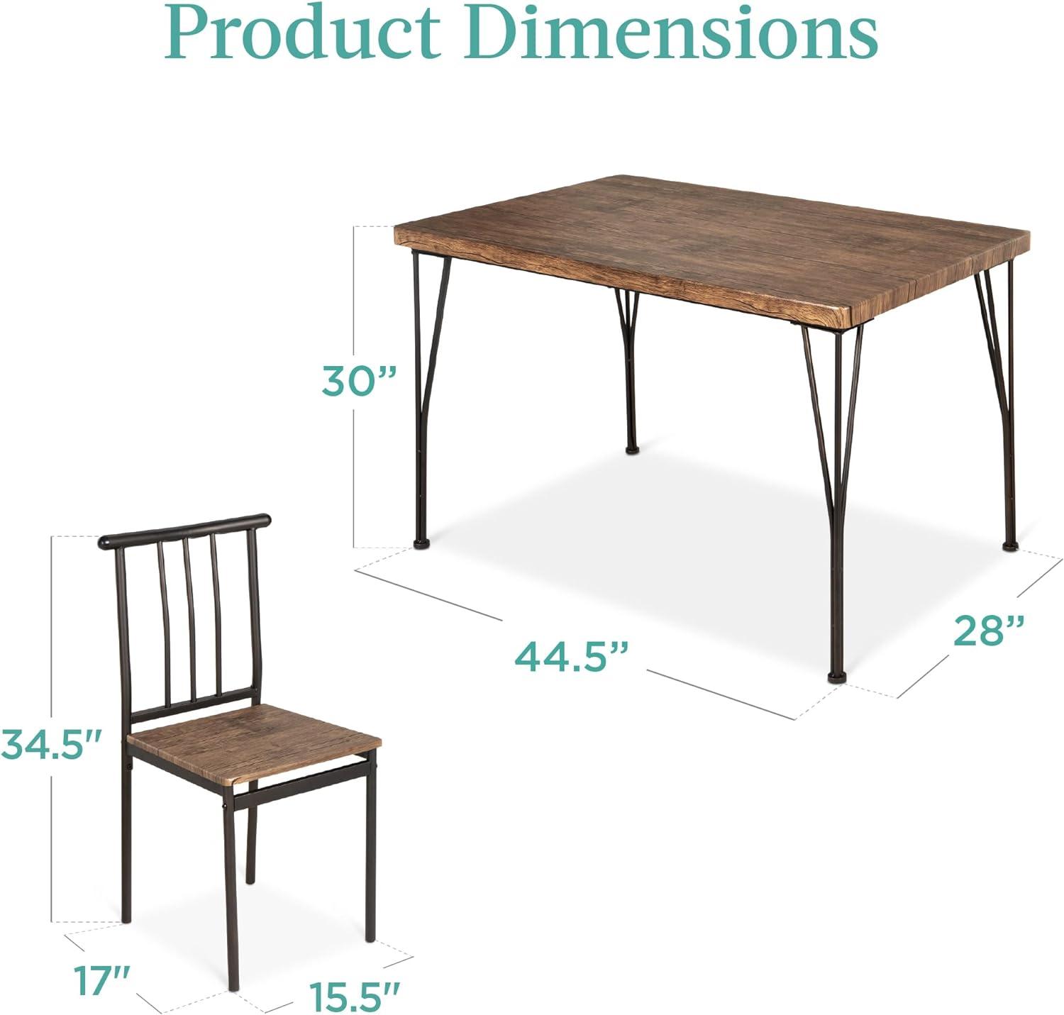 Best Choice Products 5-Piece Indoor Modern Metal Wood Rectangular Dining Table Furniture Set w/ 4 Chairs - Drift Brown