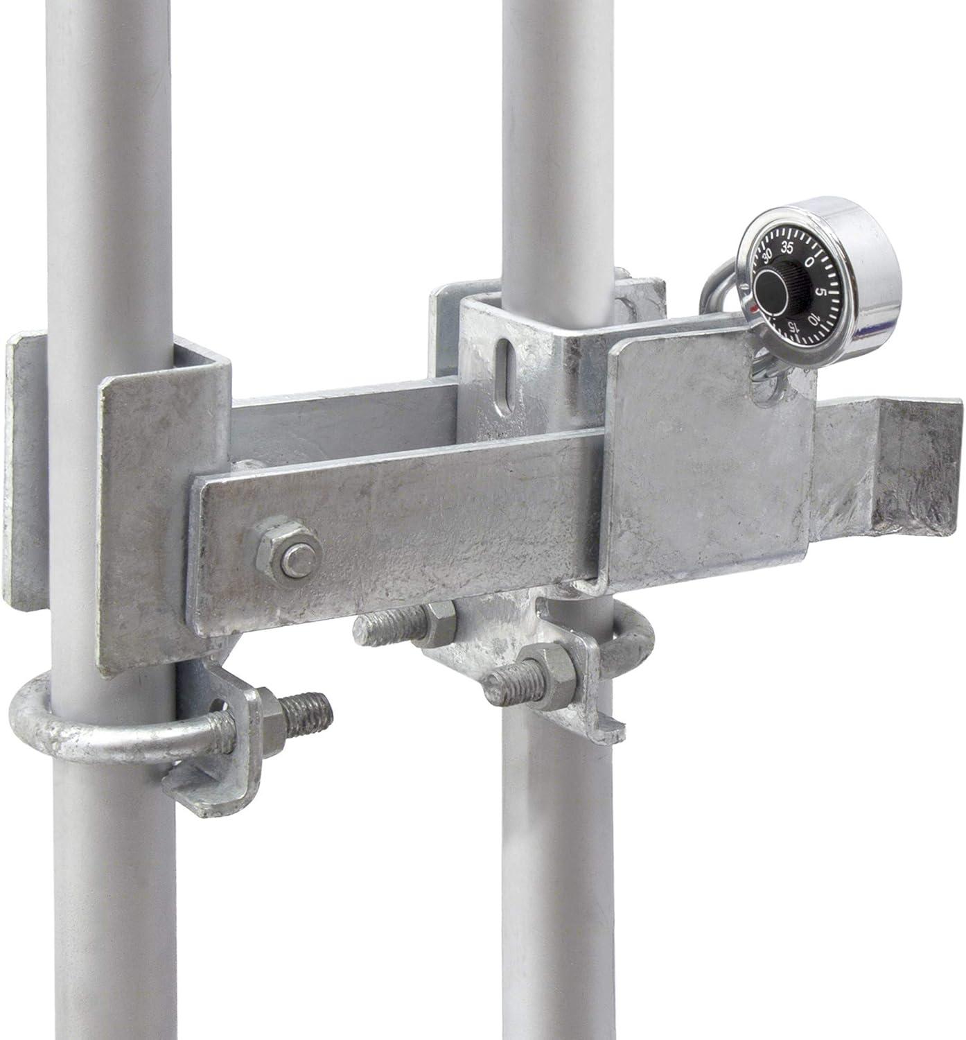 Chain Link Fence Commercial Strong Arm Double Gate Latch for 1-5/8" thru 2" Gate Frames Pipe Sizes. Use this Double Gate Latch Where 2 Gates Swing Together.