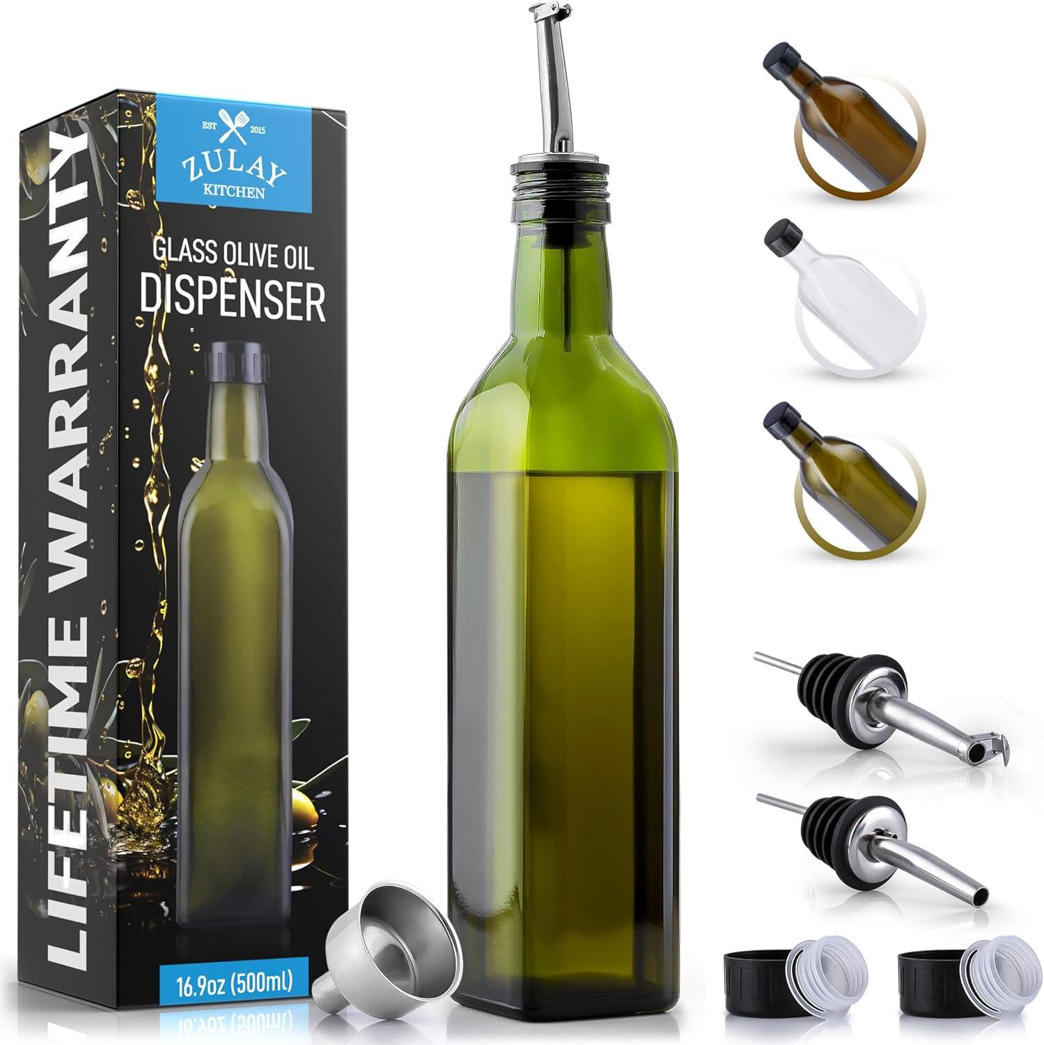 Zulay Kitchen Zulay Kitchen Olive Oil Bottle Dispenser with Pour Spout Funnel and Cork 8 pc Set 17 oz