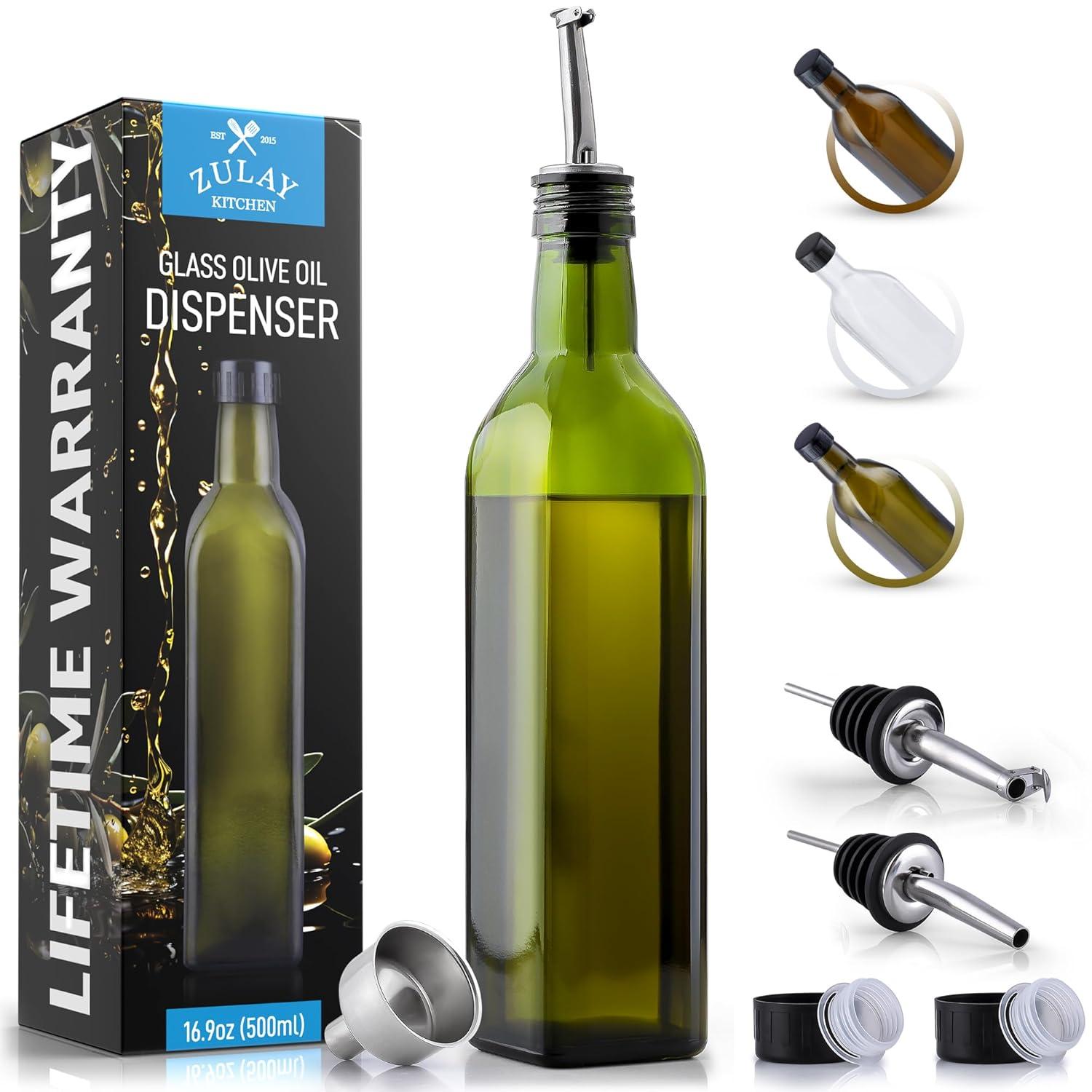Zulay Kitchen Zulay Kitchen Olive Oil Bottle Dispenser with Pour Spout Funnel and Cork 8 pc Set 17 oz