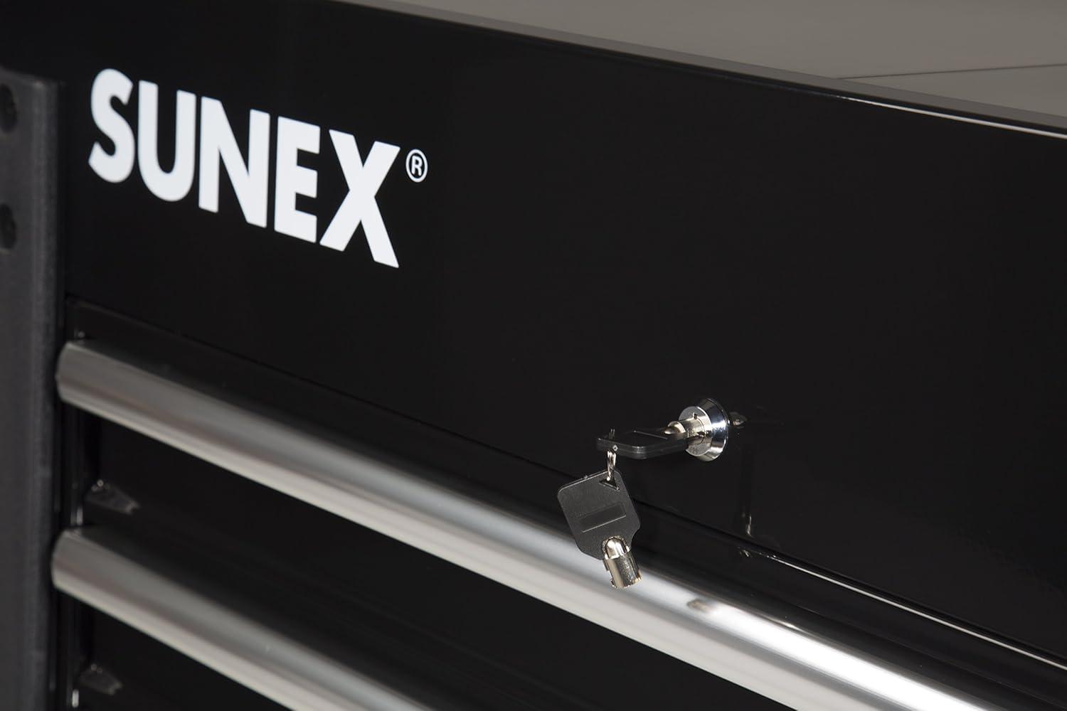 SUNEX 3 Drawer Utility Cart with Sliding Top, Black