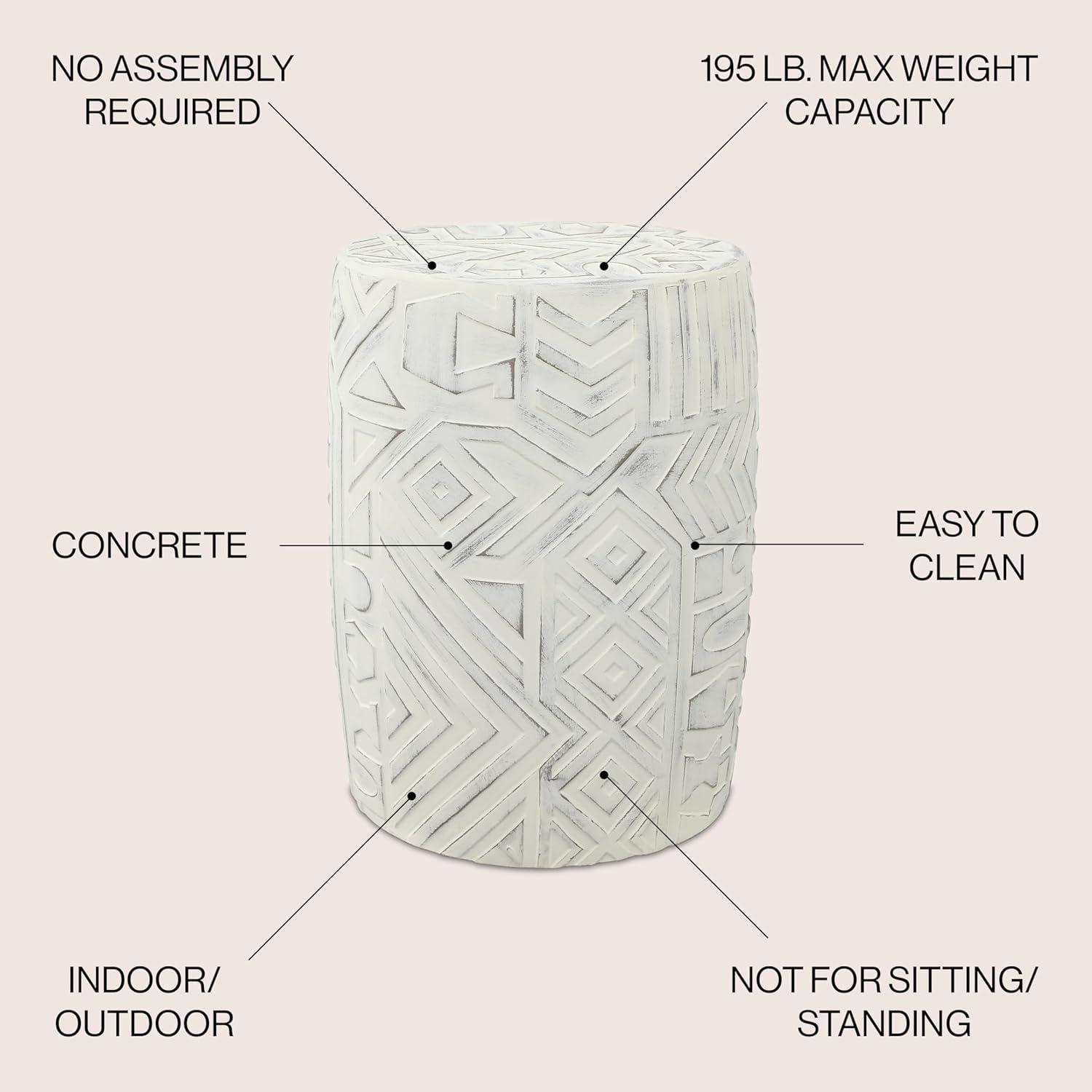 JONATHAN Y Rafi 17.75" Transitional Bohemian Geometric Drum Garden Stool, Cream