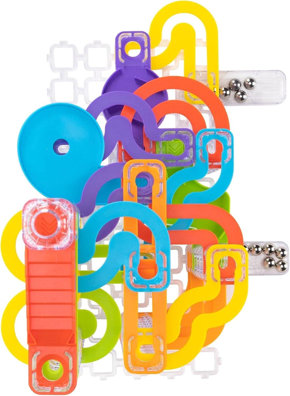 Fat Brain Toys Trestle Tracks Deluxe Set - 124-Piece Modular Marble Run, Ages 8+
