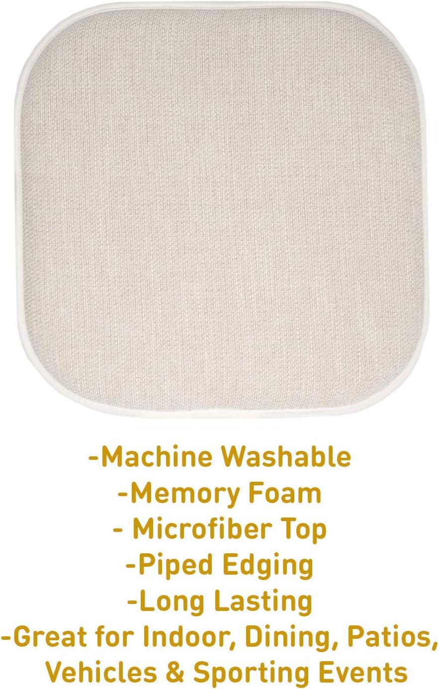 Alexis Memory Foam No Slip Back 16" x 16" Chair Pad Cushion, Linen/Beige, 4 Pack