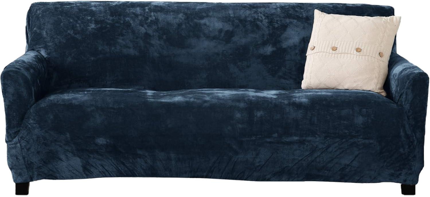 Velvet Plush Navy XL Sofa Stretch Slipcover