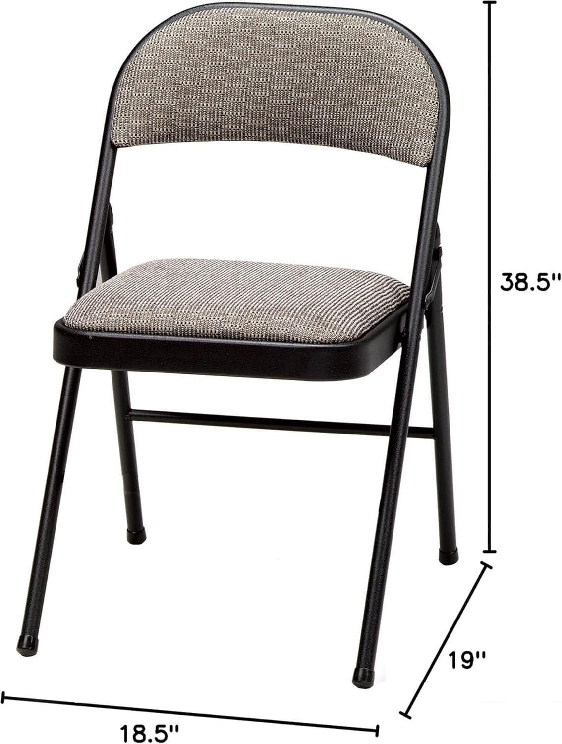 MECO Sudden Comfort Deluxe Metal Fabric Padded Folding Chair Set for Indoor Home Special Occasions or Outdoor Events, Black (Set of 4)