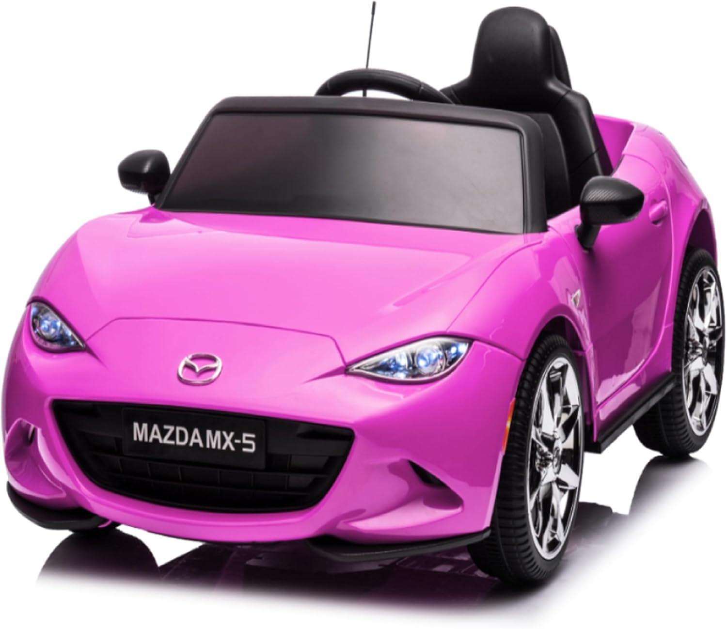 Coche para Niños, mazda mx-5 rf, Coche para Montar con Motor de 12 V con control remoto de 2,4 G, Coche de Juguete Eléctrico de Velocidad Ajustable para Niños de 3 a 6 Años, Blanco