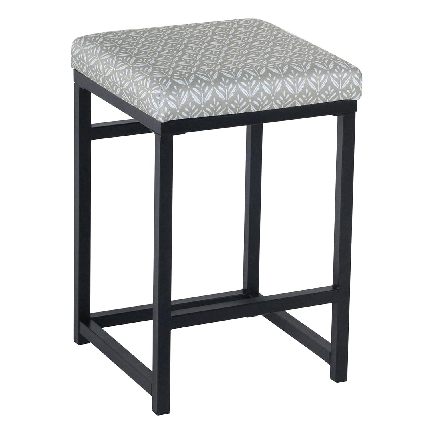 24" Open Back Metal Counter Height Barstool Gray - HomePop: Kitchen Island Seating, Industrial Design