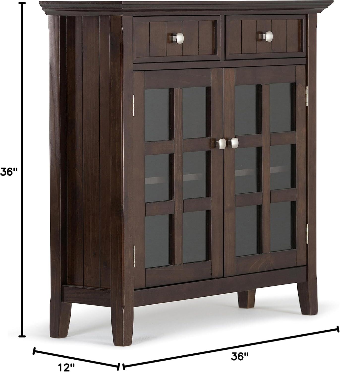 Simpli Home Acadian Solid Wood Entryway Storage Cabinet In Brunette Brown