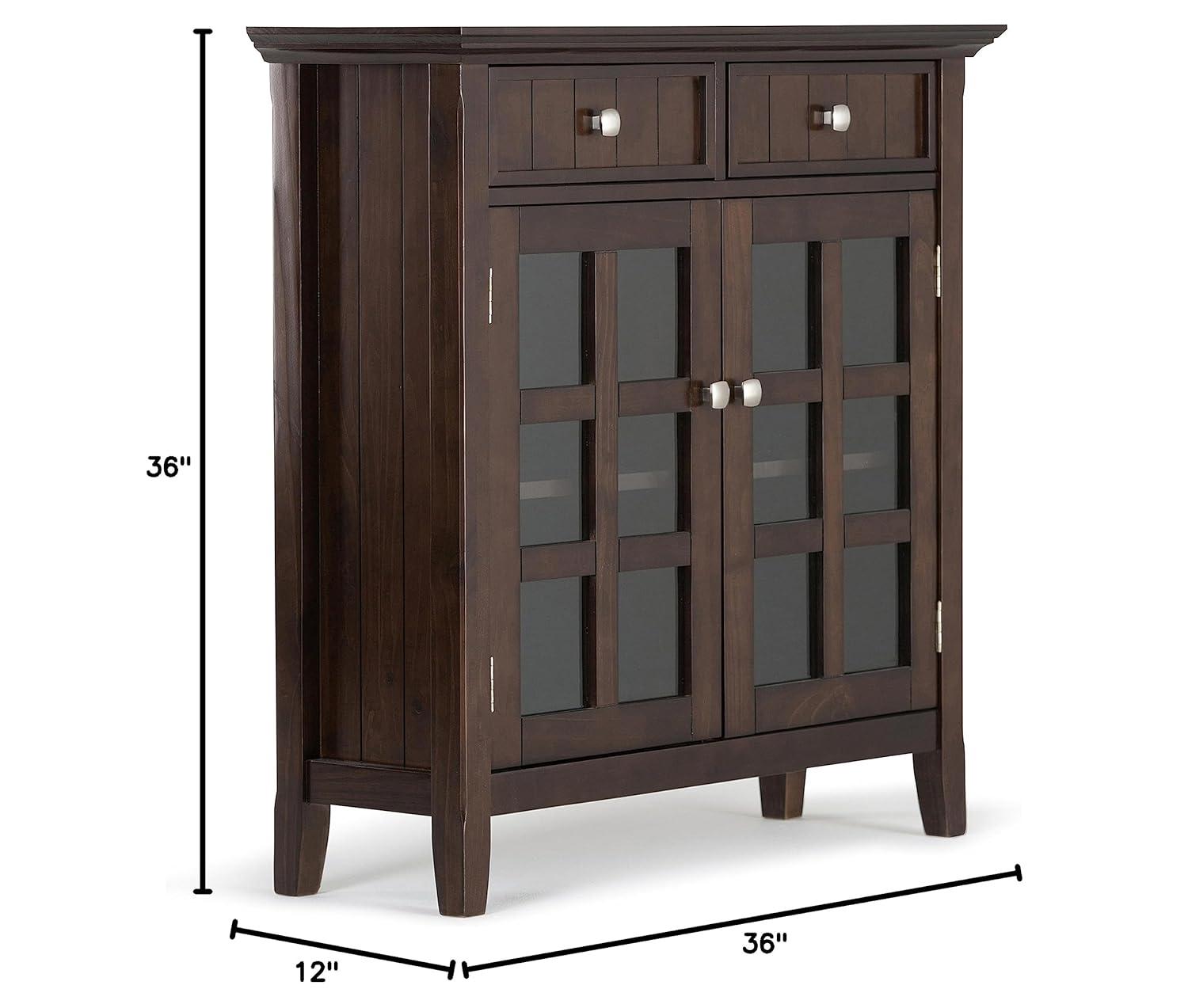 Simpli Home Acadian Solid Wood Entryway Storage Cabinet In Brunette Brown