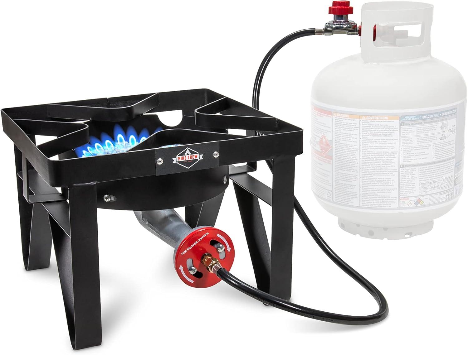 Hike Crew 220,000 BTU Single Burner Portable Gas Stove with Flame Air Control & Adjustable Hose