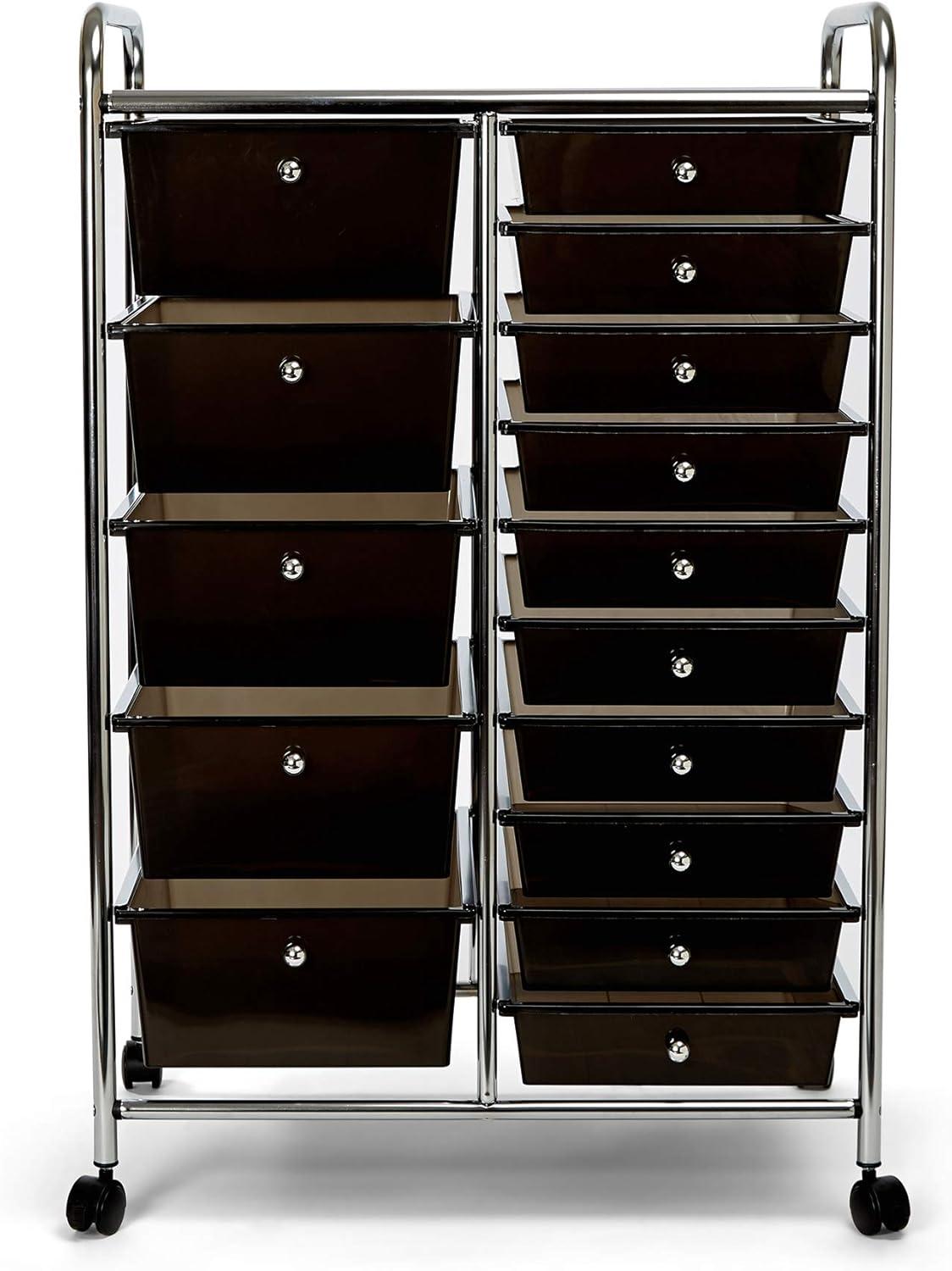 Seville Classics 15-Drawer Organizer Cart, Black