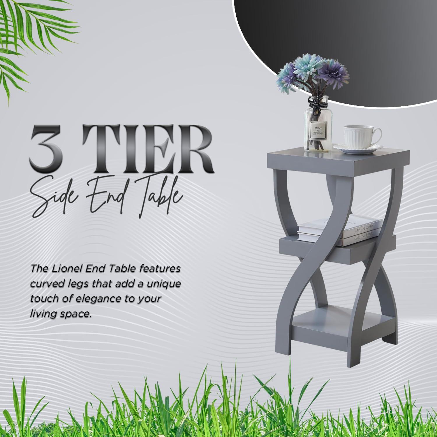 Lark Manor™ Aurianne 3 Tier End Table - Square End Table - Table for Bedroom - End Table with Shelves - Bedside Nightstand - Wooden Table Night Stand - 3 Shelf Small Bookshelf