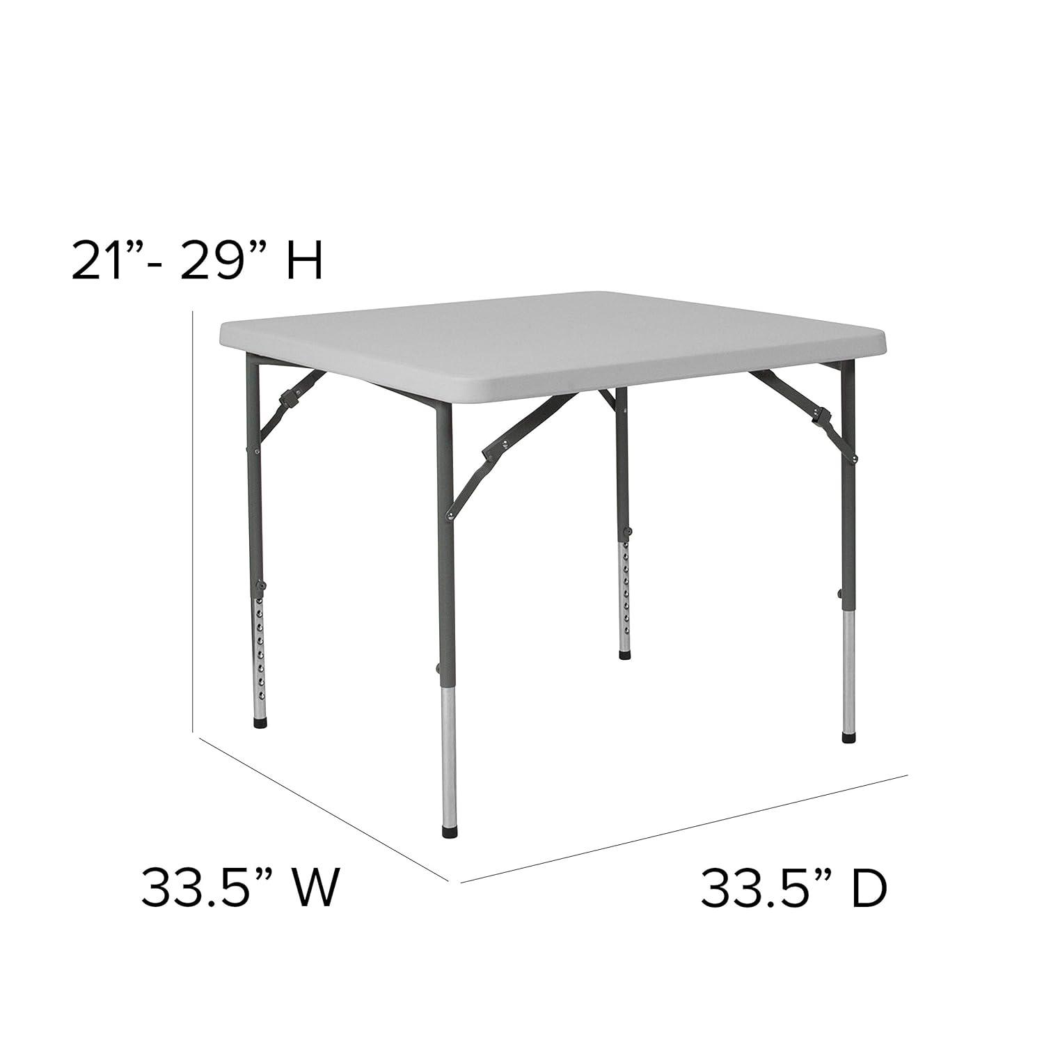 Flash Furniture Parker 2.79-Foot Square Height Adjustable Plastic Folding Table
