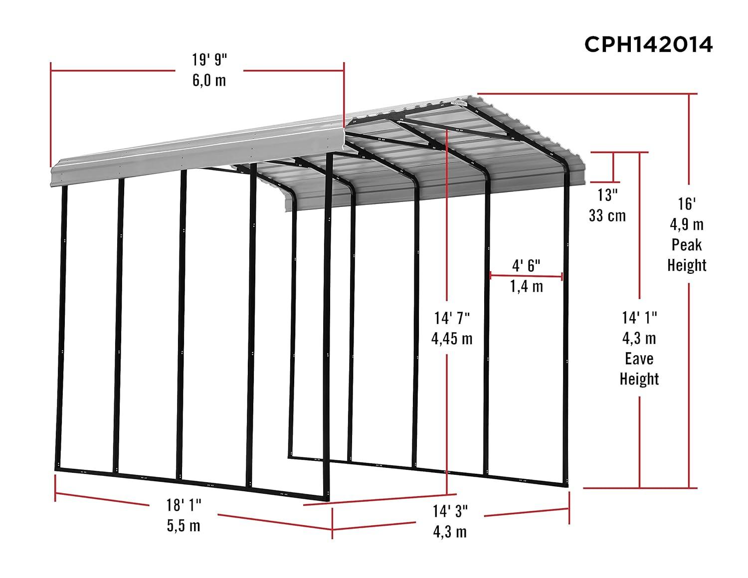 Arrow Arrow Carport, 14 ft. x 20 ft. x 14 ft.