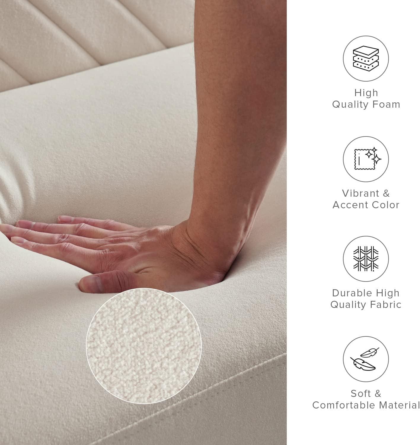 Mopio Chloe Futon Sofa Bed, Limited Edition Snow Velvet Sleeper Sofa with Tapered Legs. 77.5"