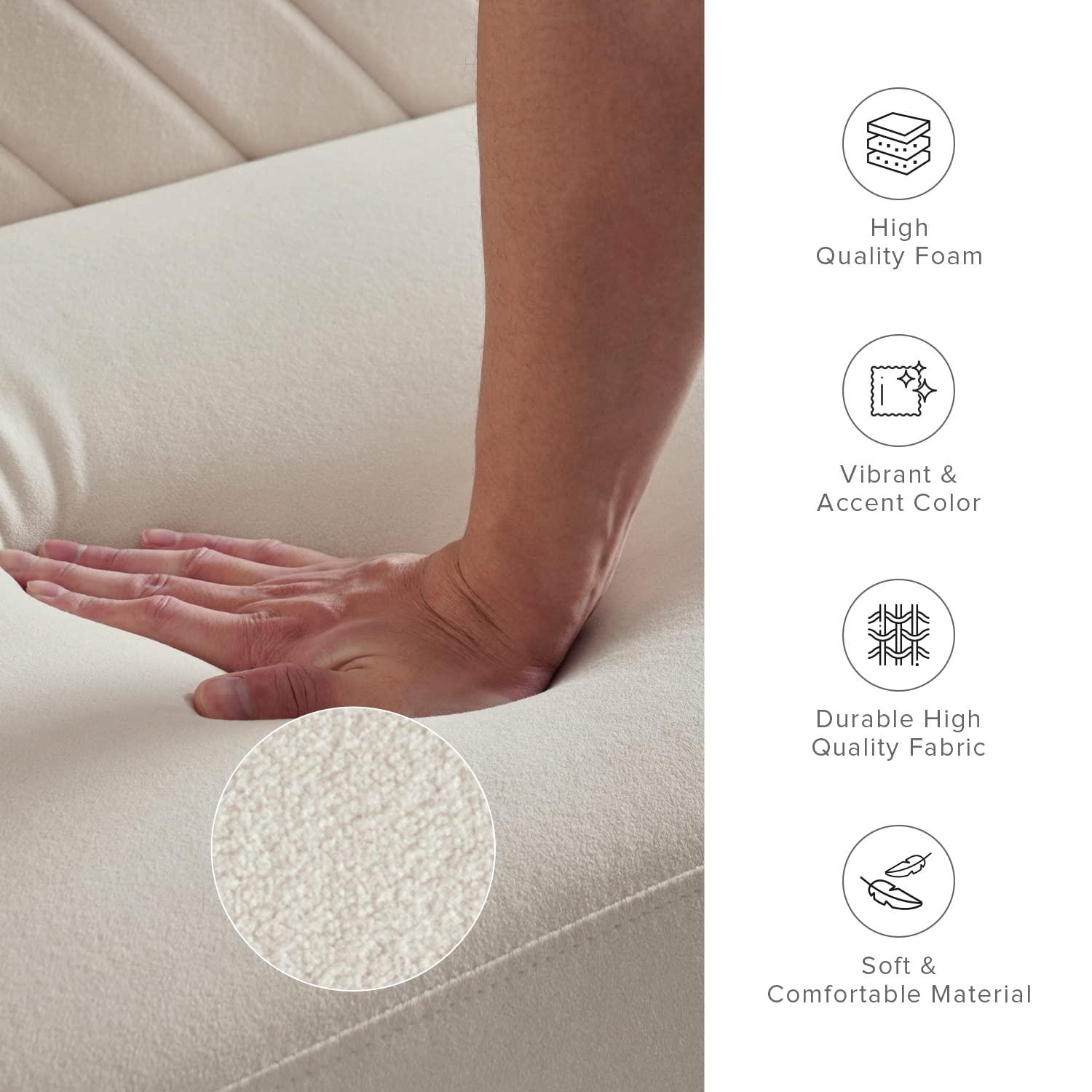 Snow Velvet Chevron Tufted Split Back Futon Sofa