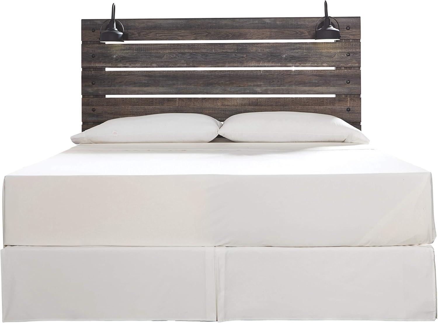 Rustic King Storage Bed with USB Charging, Brown Wood