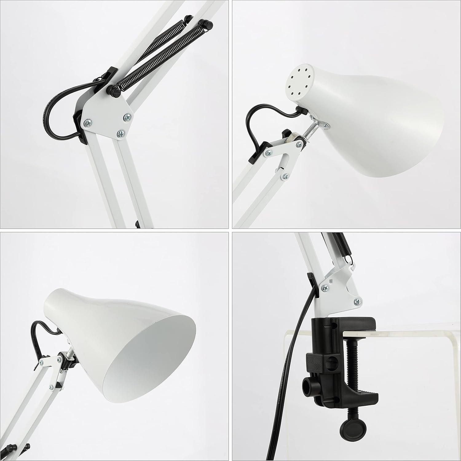 Odile 28.5" Classic Industrial Adjustable Articulated Clamp-On LED Task Lamp, White