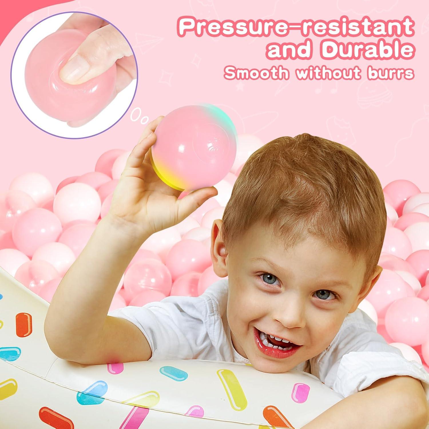 Anvazise 100Pcs Ball Pit Balls Thickened Eco-friendly Smooth Reusable Bite-resistant Hand-on Ability PE Material Macaron Color Pit Balls Kindergarten Toy