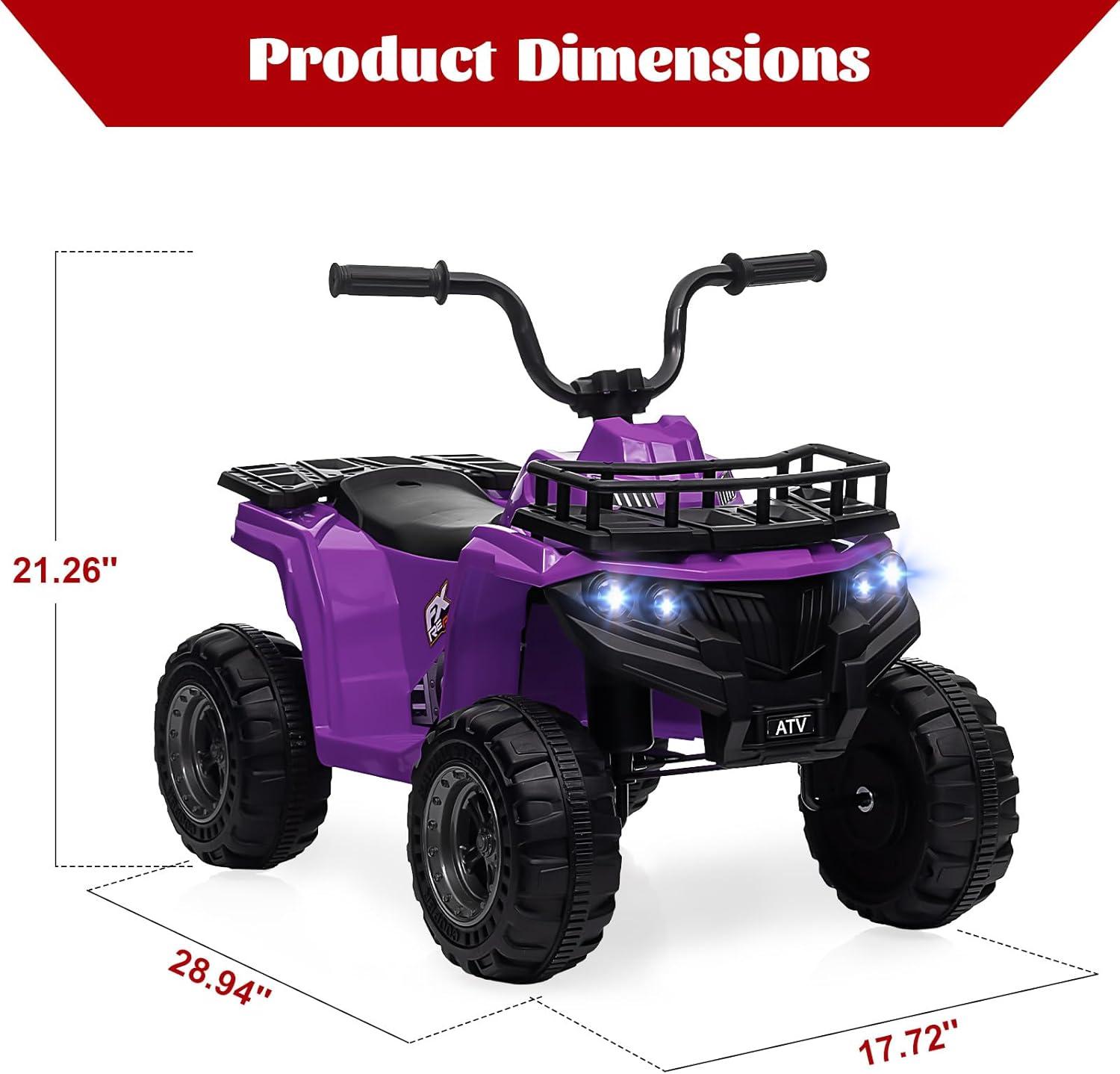 12V Purple Kids Electric Ride-On Quad ATV