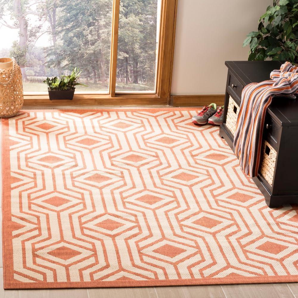 Courtyard CY6113 Power Loomed Indoor/Outdoor Area Rug - Beige/Terracotta - 6'7"x9'6" - Safavieh.
