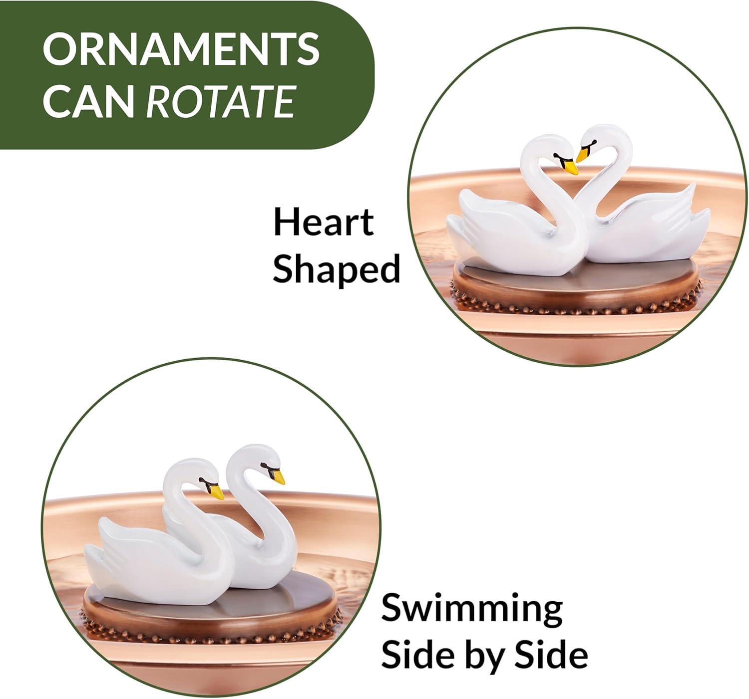 Good Directions 18" Copper Bird Bath with Swans