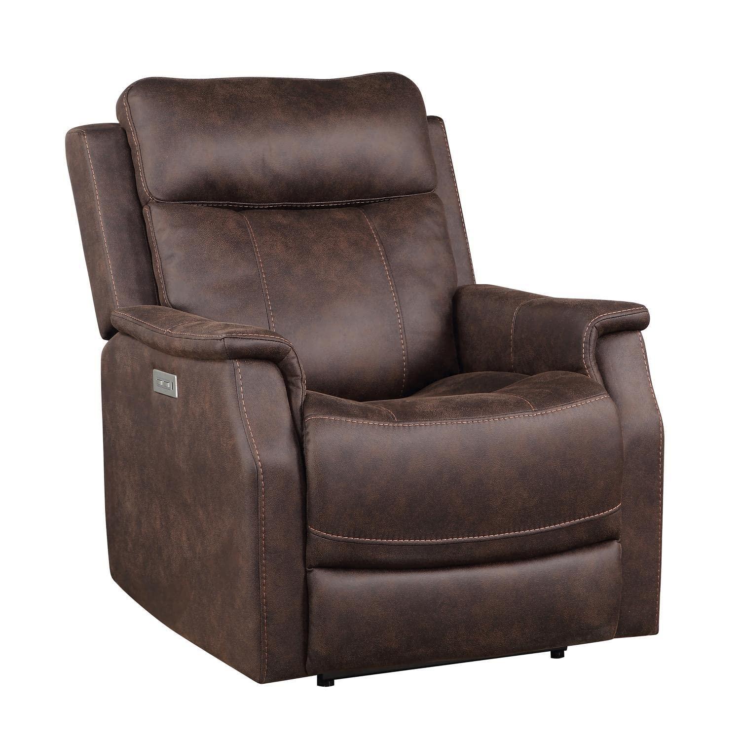 Steve Silver Valencia Leatherette Dual Power Reclining Chair with USB, Walnut