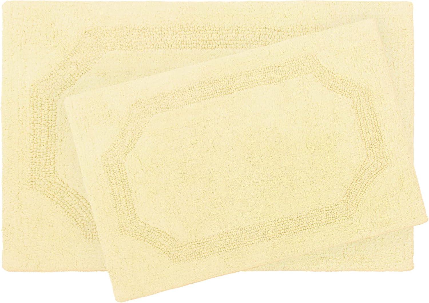 Reversible Yellow Cotton 2-Piece Bath Mat Set