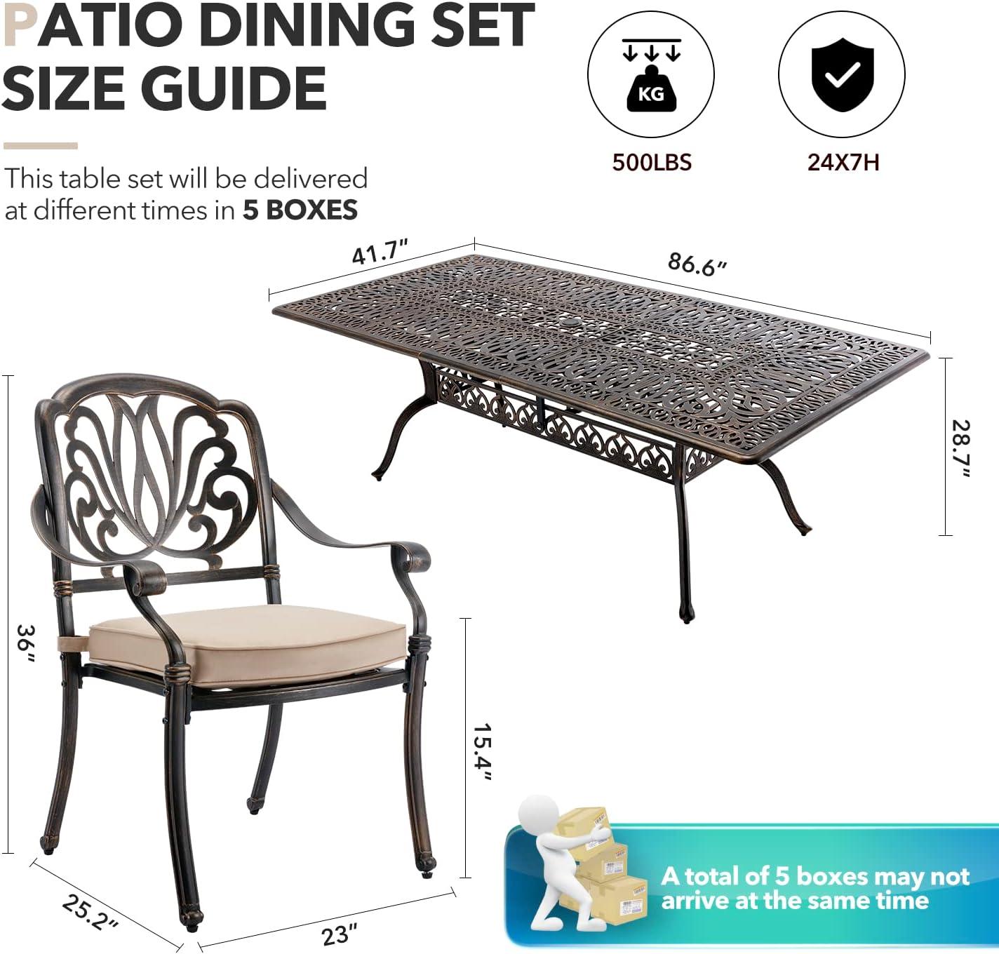 Outdoor Aluminum 9pc Rectangular Patio Dining Set with Eight Chairs